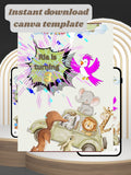 ANIMAL THEME Birthday Invitation Video | Editable Canva pro Template | Kids Party Invite | ki2