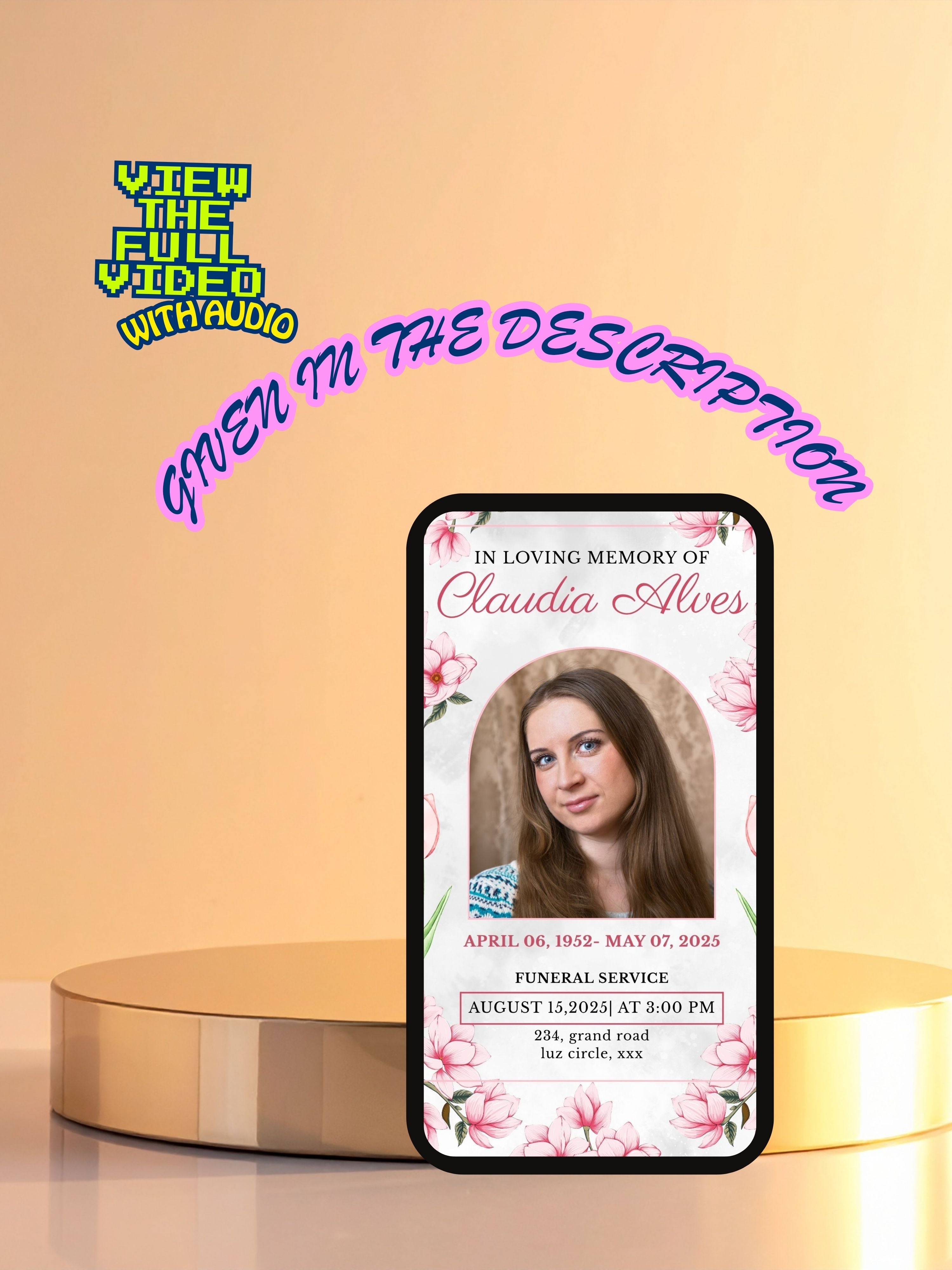 Commercial use FUNERAL SERVICE Invitation Video Template | Canva Funeral Invite | In Loving Memory | Celebration of Life | Memorial Service | Instant Download|ai6c