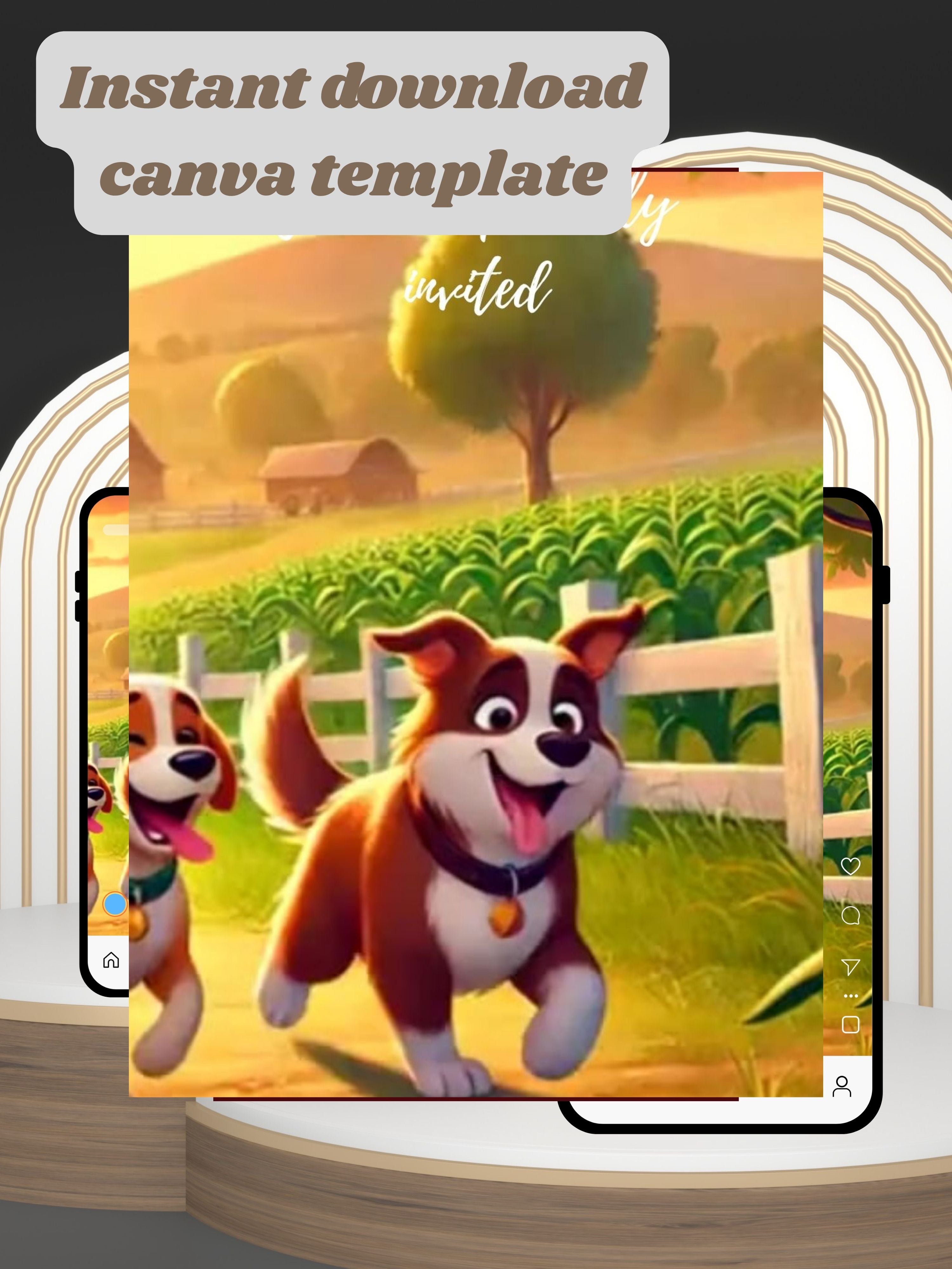 commercial use ANIMAL THEME Birthday Invitation Video | Editable Canva pro Template | Kids Party Invite | ki46c