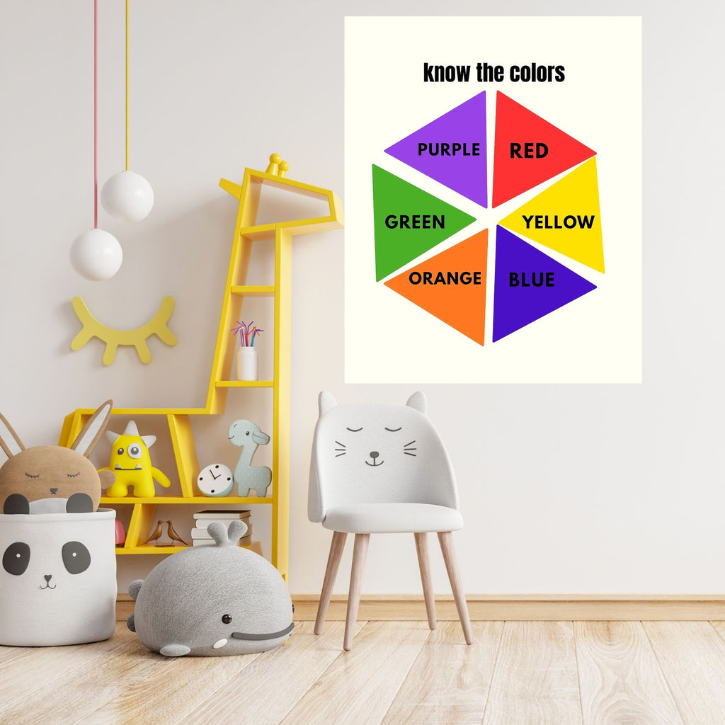 Learn Colors Wall Art for Kids | Educational Nursery Decor | Preschool Color Recognition Poster | Kids Printable Learning Art|ke3-1
