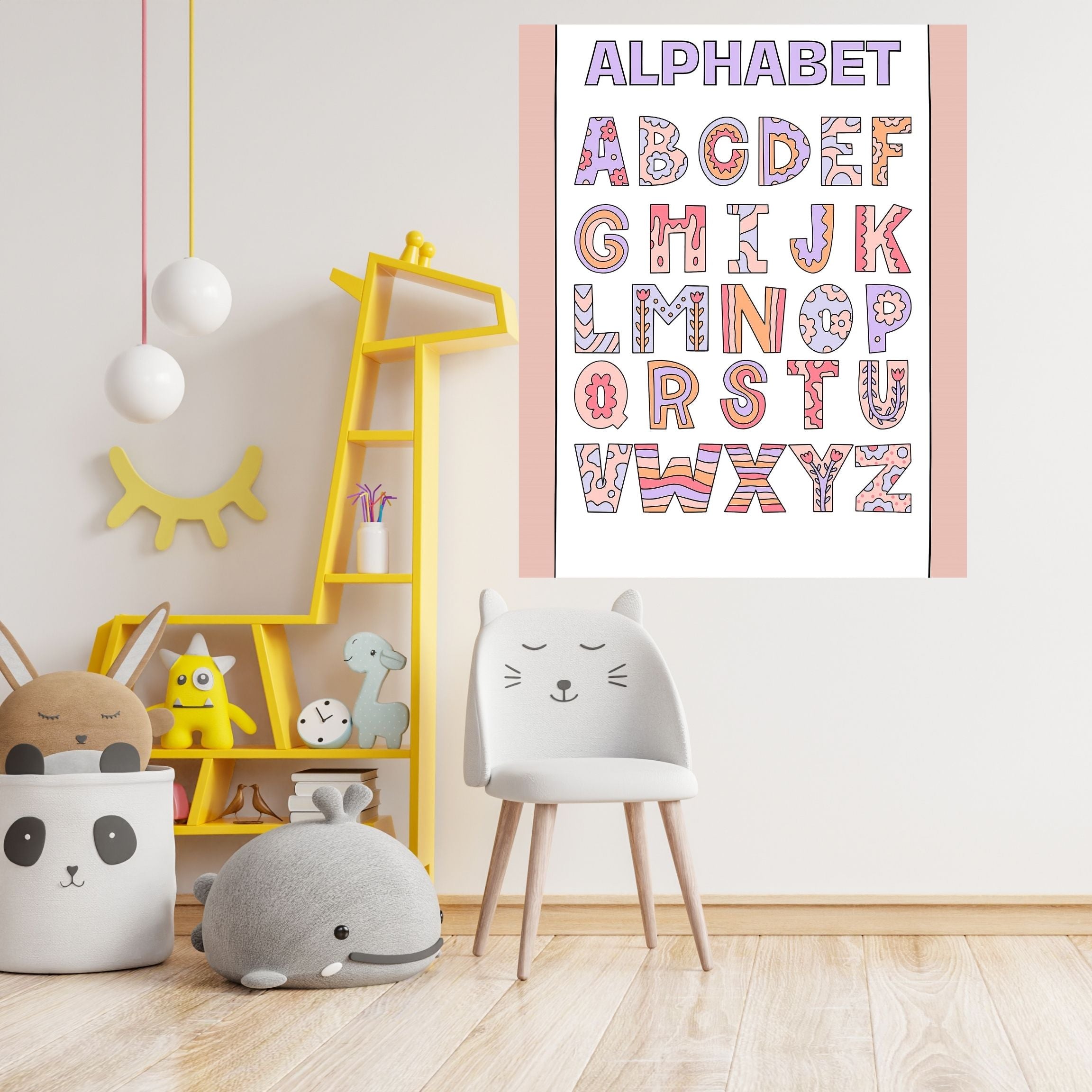 Alphabet Wall Art Printable, ABC Learning Poster, Kids Educational Decor, Nursery Wall Art, Preschool Classroom Print, Homeschool Decor, Digital Download|ke1-9