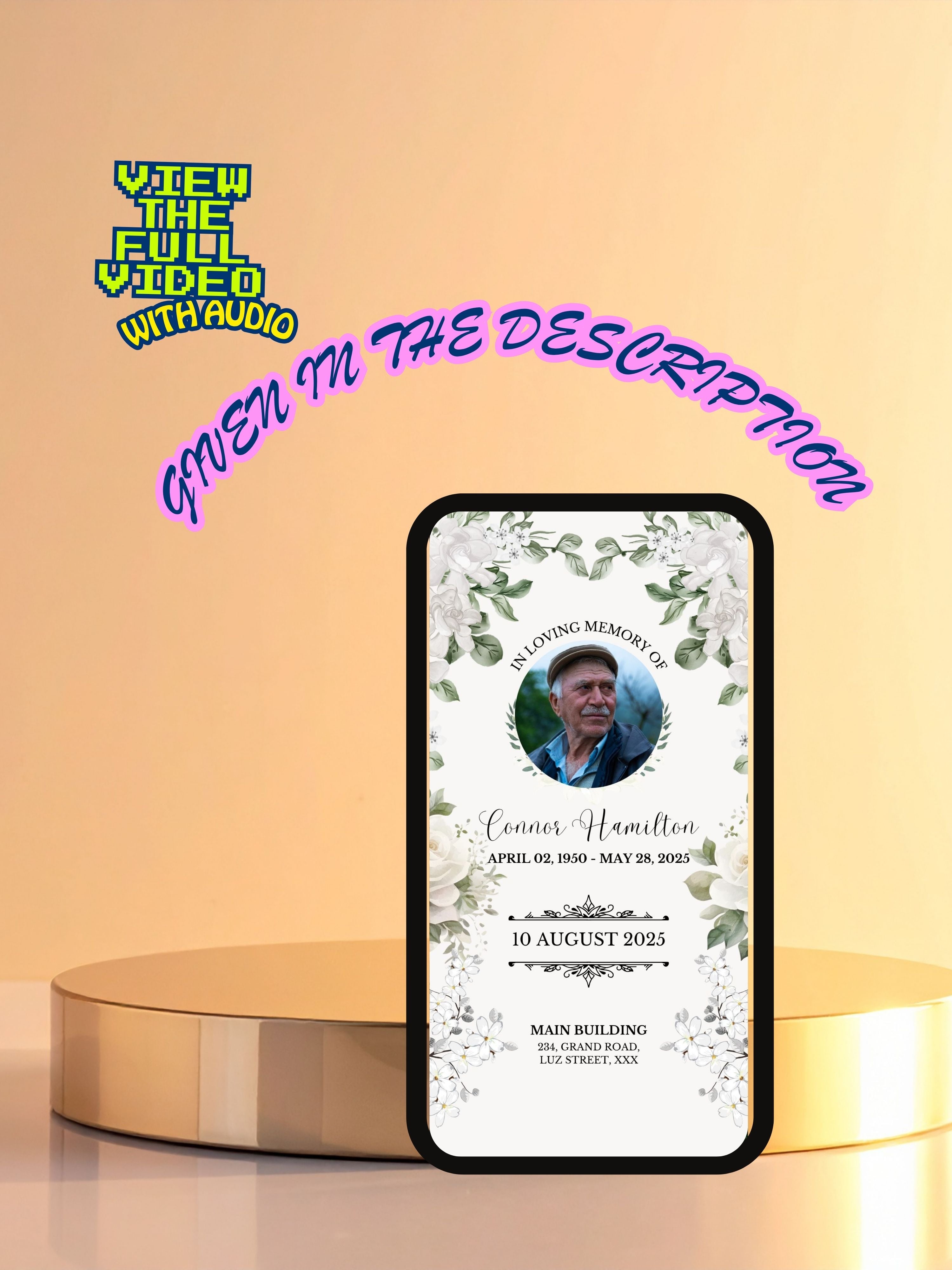 MEMORIAL SERVICE editable Invitation Video Template | Canva Celebration of Life Invite | In Loving Memory | Digital Memorial Announcement | Instant Download|ai1