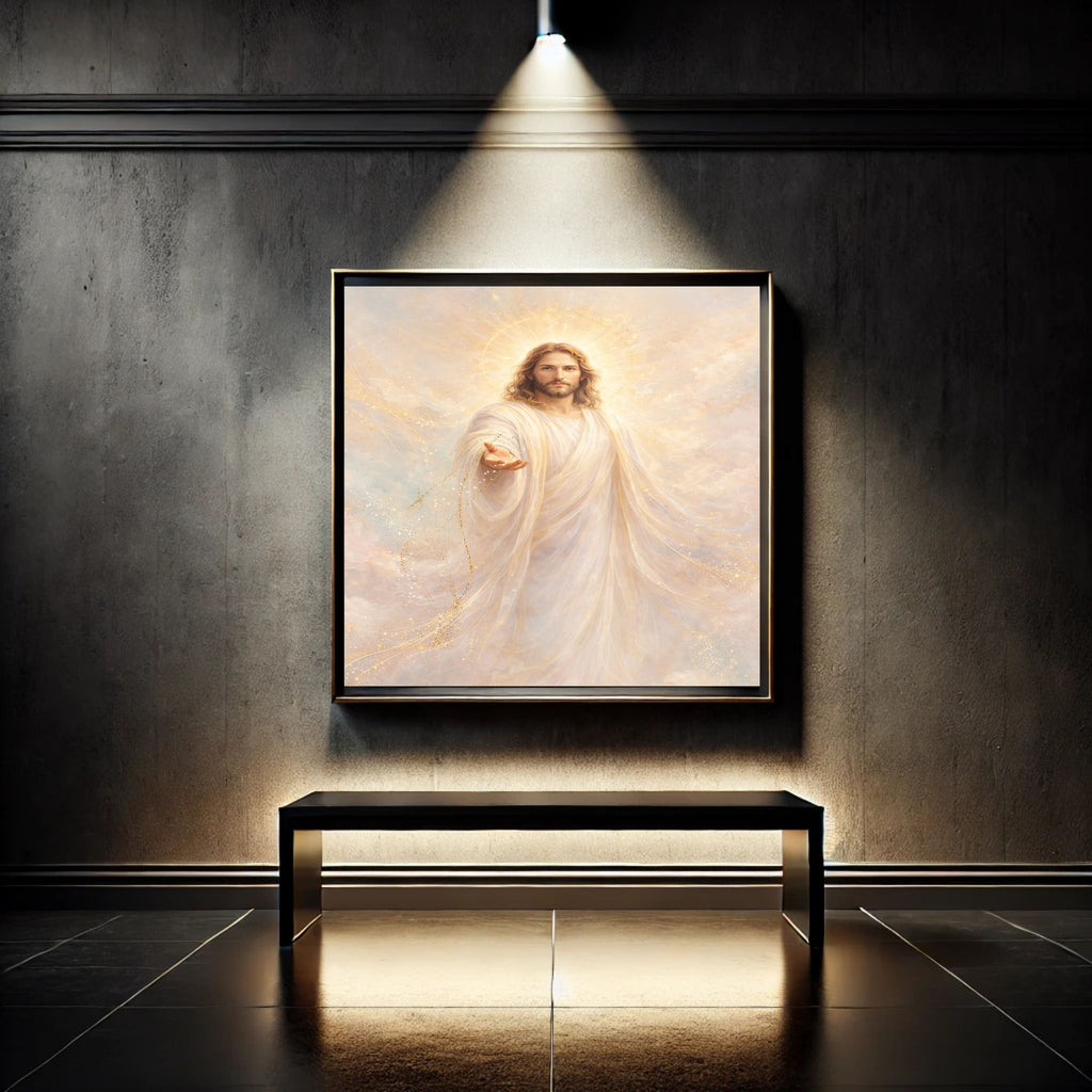 Jesus in White Robes Printable Commercial Use | Celestial Grace Golden Halo Resell License | POD Soft Pastel Heavenly Christ Etsy Seller Bundle