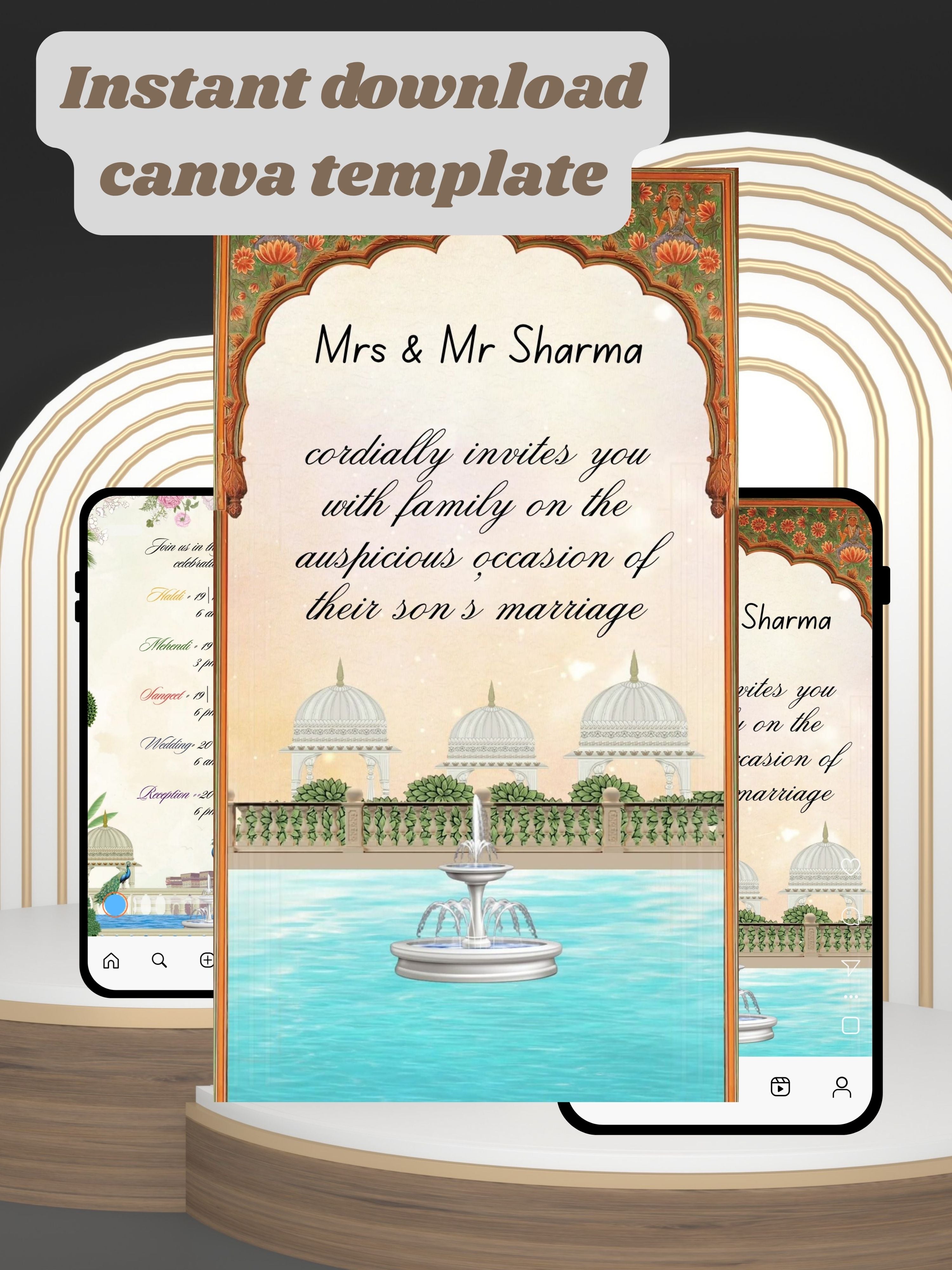 WI0001C-Commercial Use Indian Wedding Invitation Video Template | Editable Hindu Wedding Invite | Canva pro Digital Wedding Invitation | Luxury Save the Date | Wedding Video