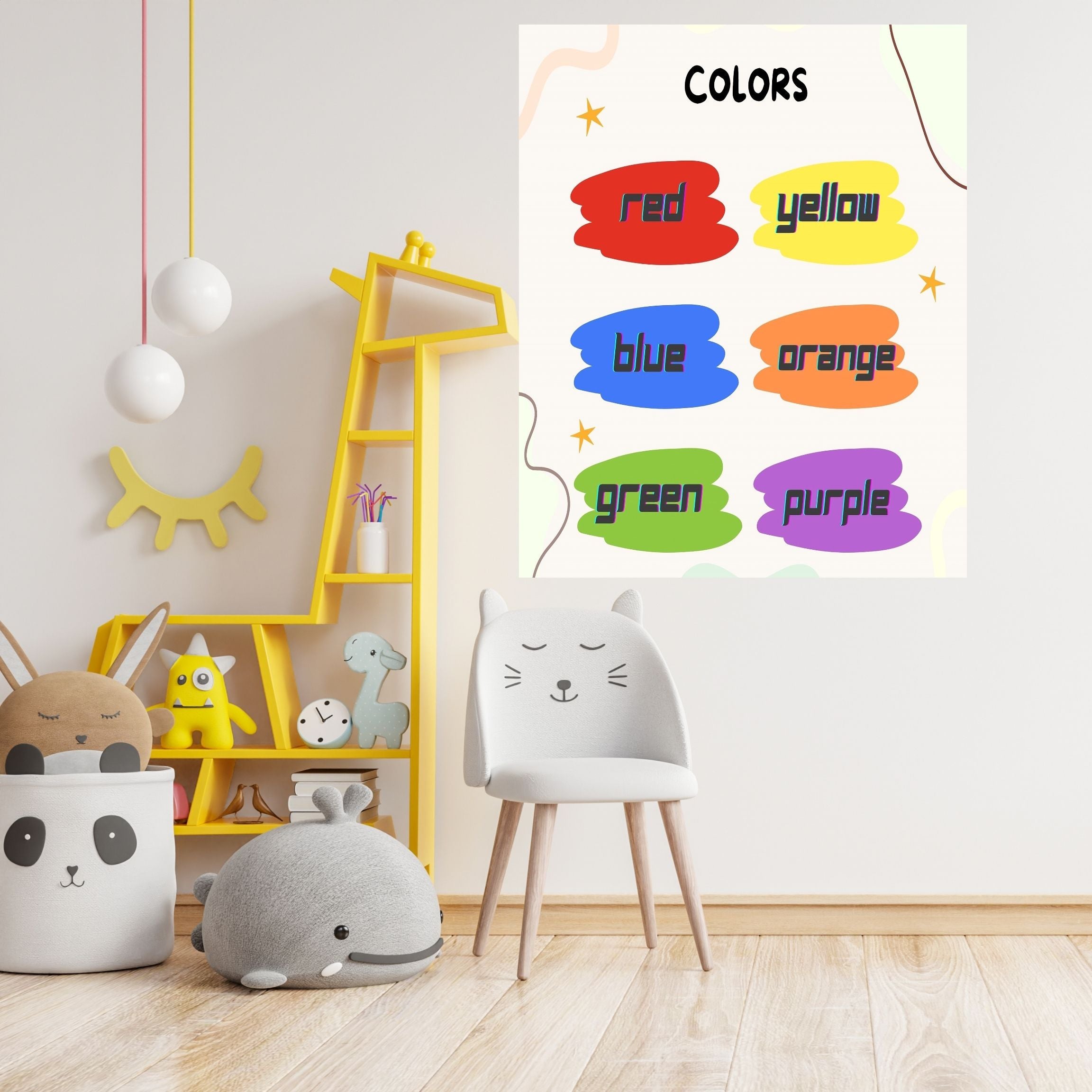 Learn Colors Wall Art for Kids | Educational Nursery Decor | Preschool Color Recognition Poster | Kids Printable Learning Art|ke3-7