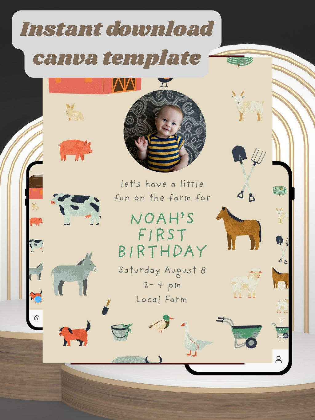 ANIMAL THEME Birthday Invitation Video | Editable Canva pro Template | Kids Party Invite | ki21