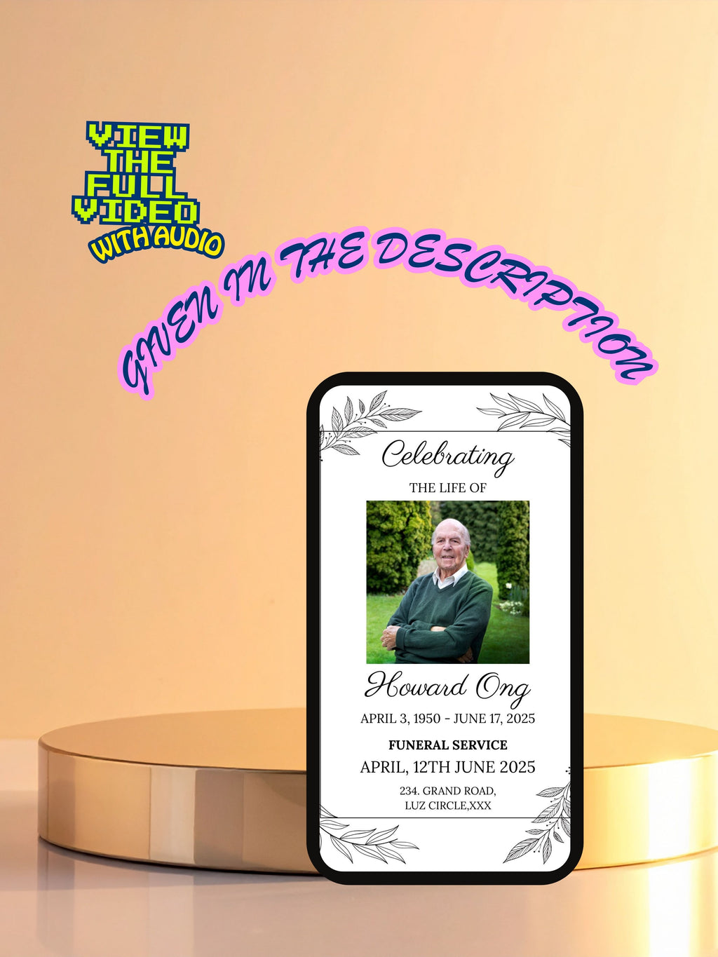 Editable FUNERAL SERVICE Invitation Video Template | Canva Funeral Invite | In Loving Memory | Celebration of Life | Memorial Service | Instant Download|ai5
