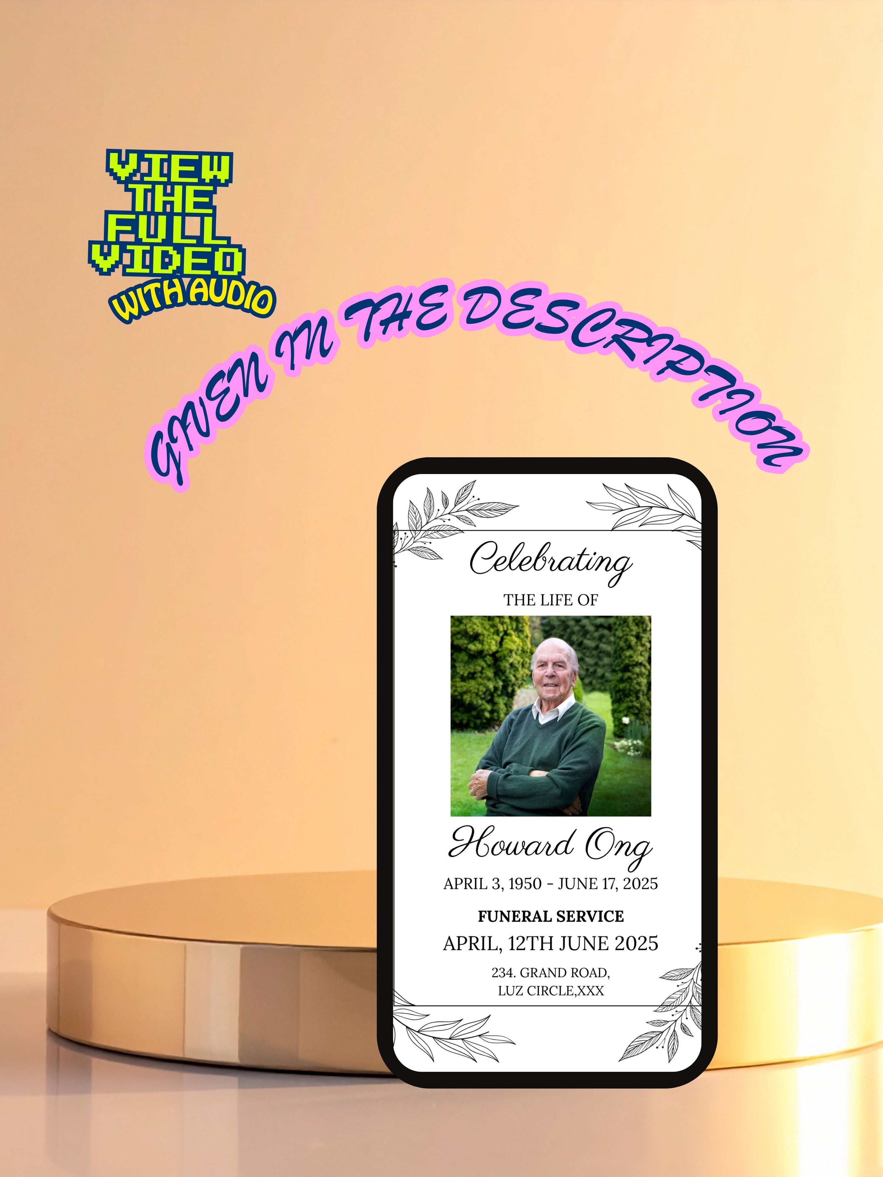 Editable FUNERAL SERVICE Invitation Video Template | Canva Funeral Invite | In Loving Memory | Celebration of Life | Memorial Service | Instant Download|ai5