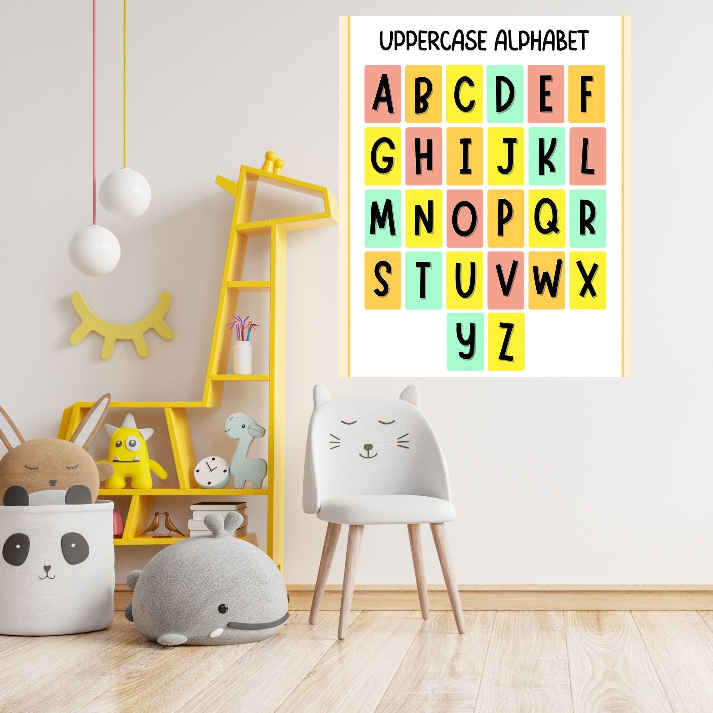 Alphabet Wall Art Printable, ABC Learning Poster, Kids Educational Decor, Nursery Wall Art, Preschool Classroom Print, Homeschool Decor, Digital Download|ke1-11