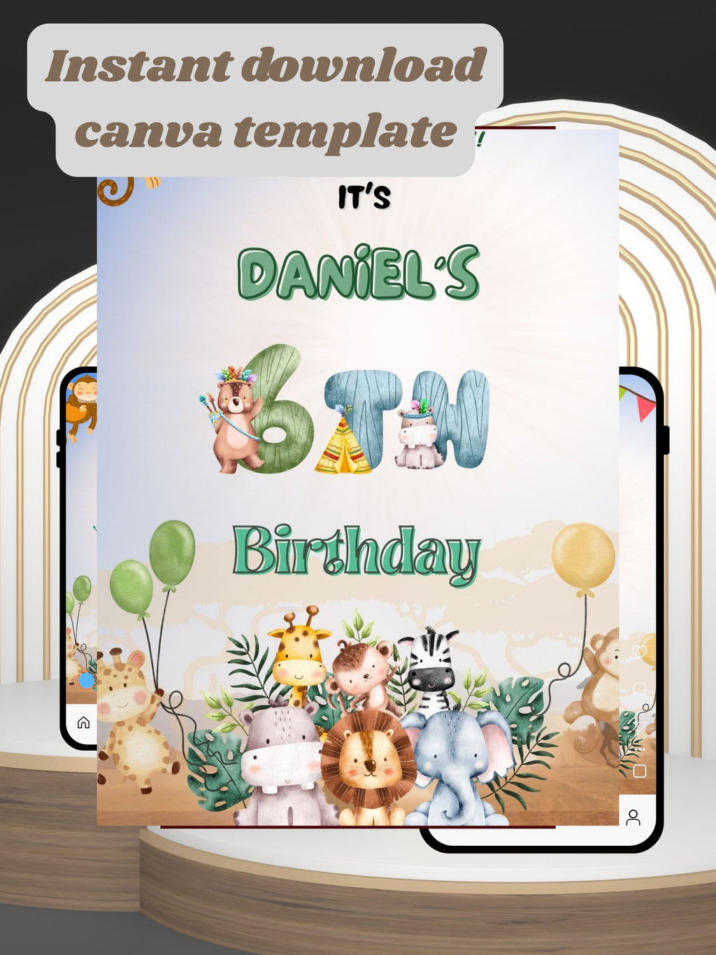 commercial use ANIMAL THEME Birthday Invitation Video | Editable Canva pro Template | Kids Party Invite | ki28c