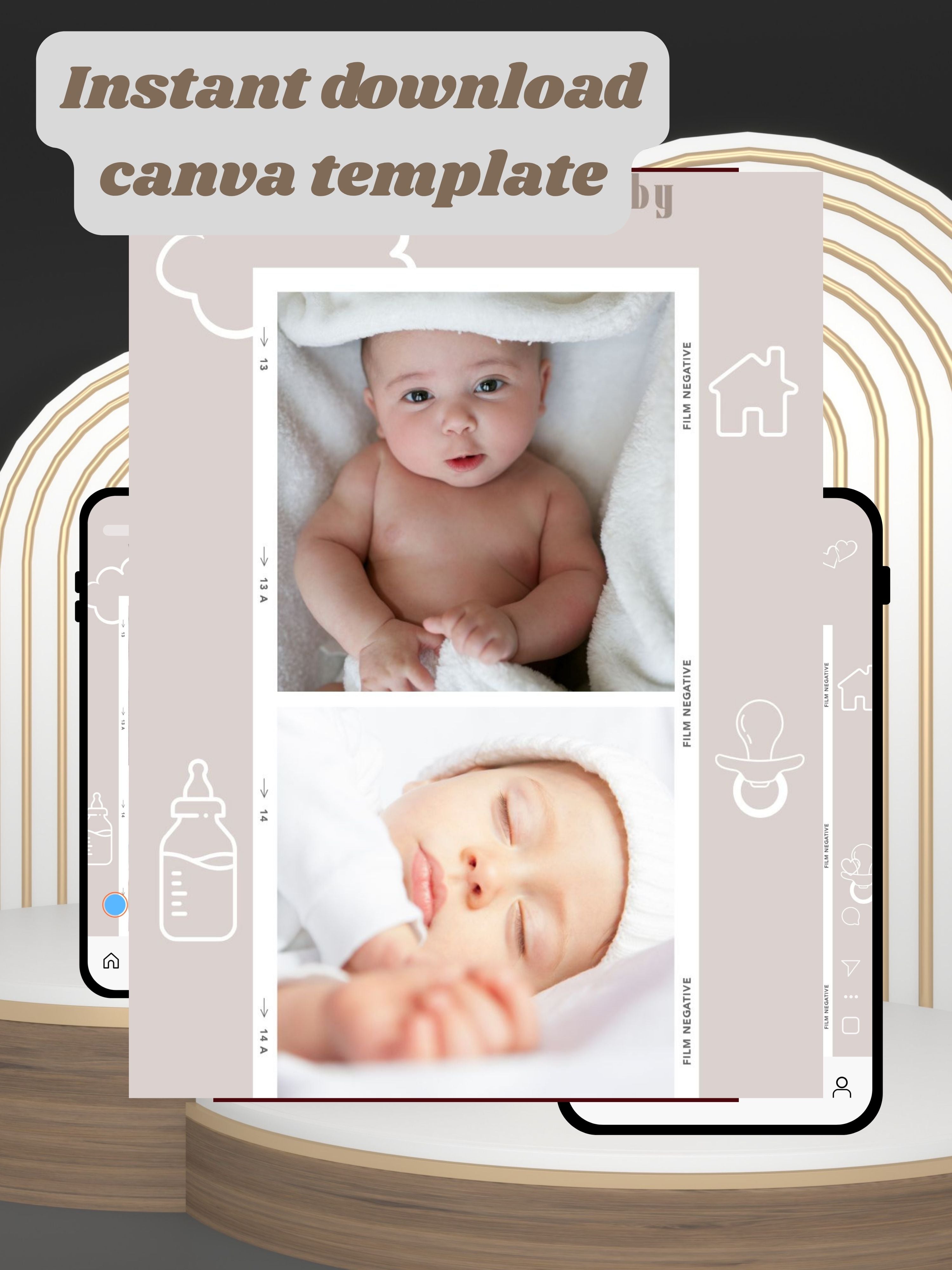 Commercial use NEWBORN BABY PARTY Welcome Video Invitation | Canva Pro Template | Baby Boy & Baby Girl Party Invite | Instant Download|ki9c