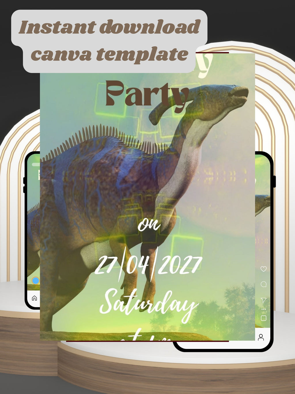 DINOSAUR Birthday Invitation Video | Editable Canva pro Template | Kids Party Invite | Digital Download|ki41