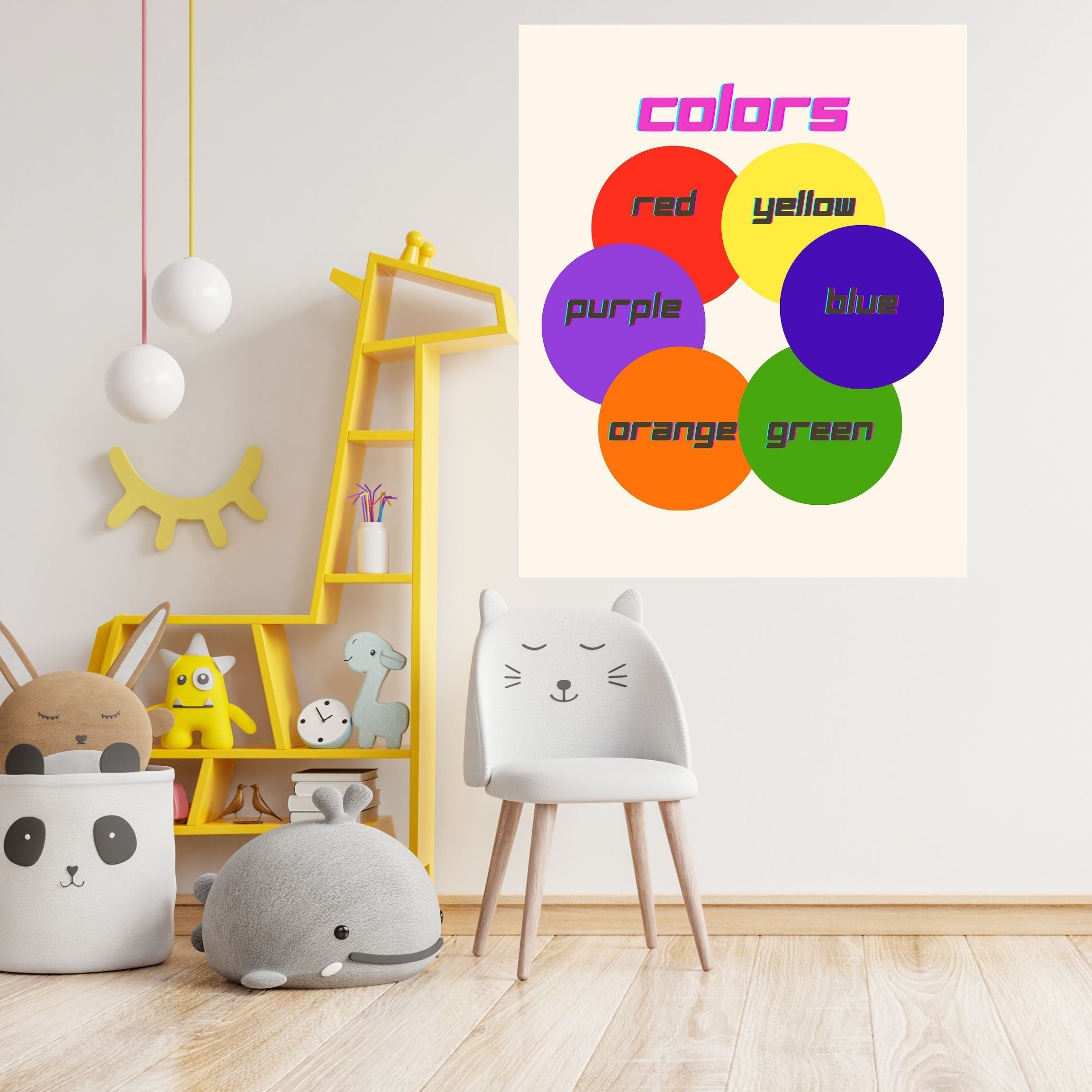 Learn Colors Wall Art for Kids | Educational Nursery Decor | Preschool Color Recognition Poster | Kids Printable Learning Art|ke3-2