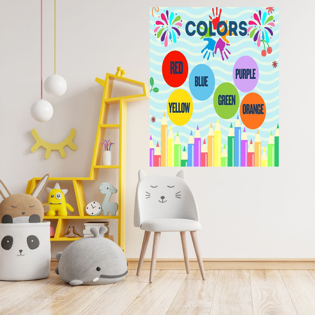 Educational Color Wall Art for Kids, Printable Nursery Decor