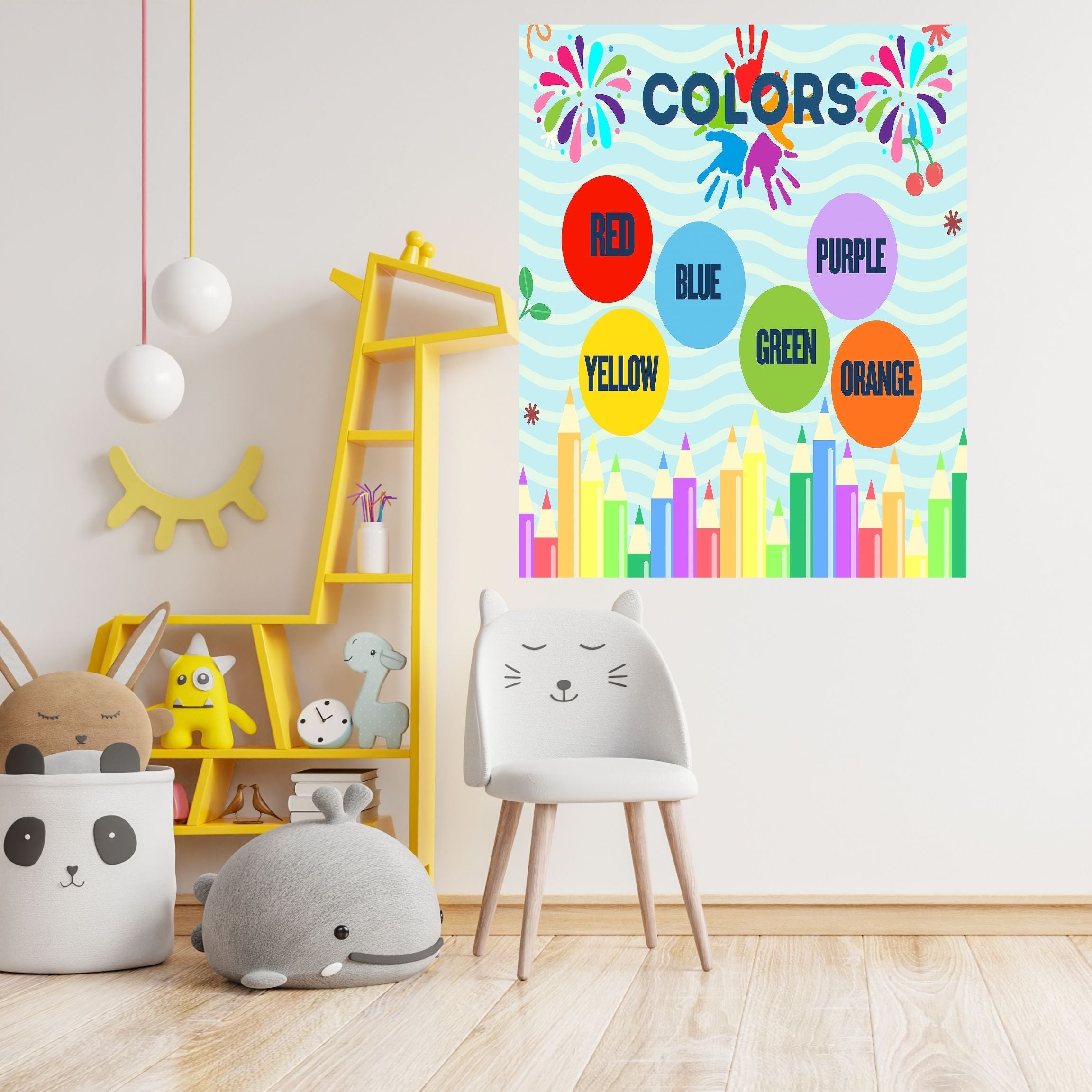 Learn Colors Wall Art for Kids | Educational Nursery Decor | Preschool Color Recognition Poster | Kids Printable Learning Art|ke3-12
