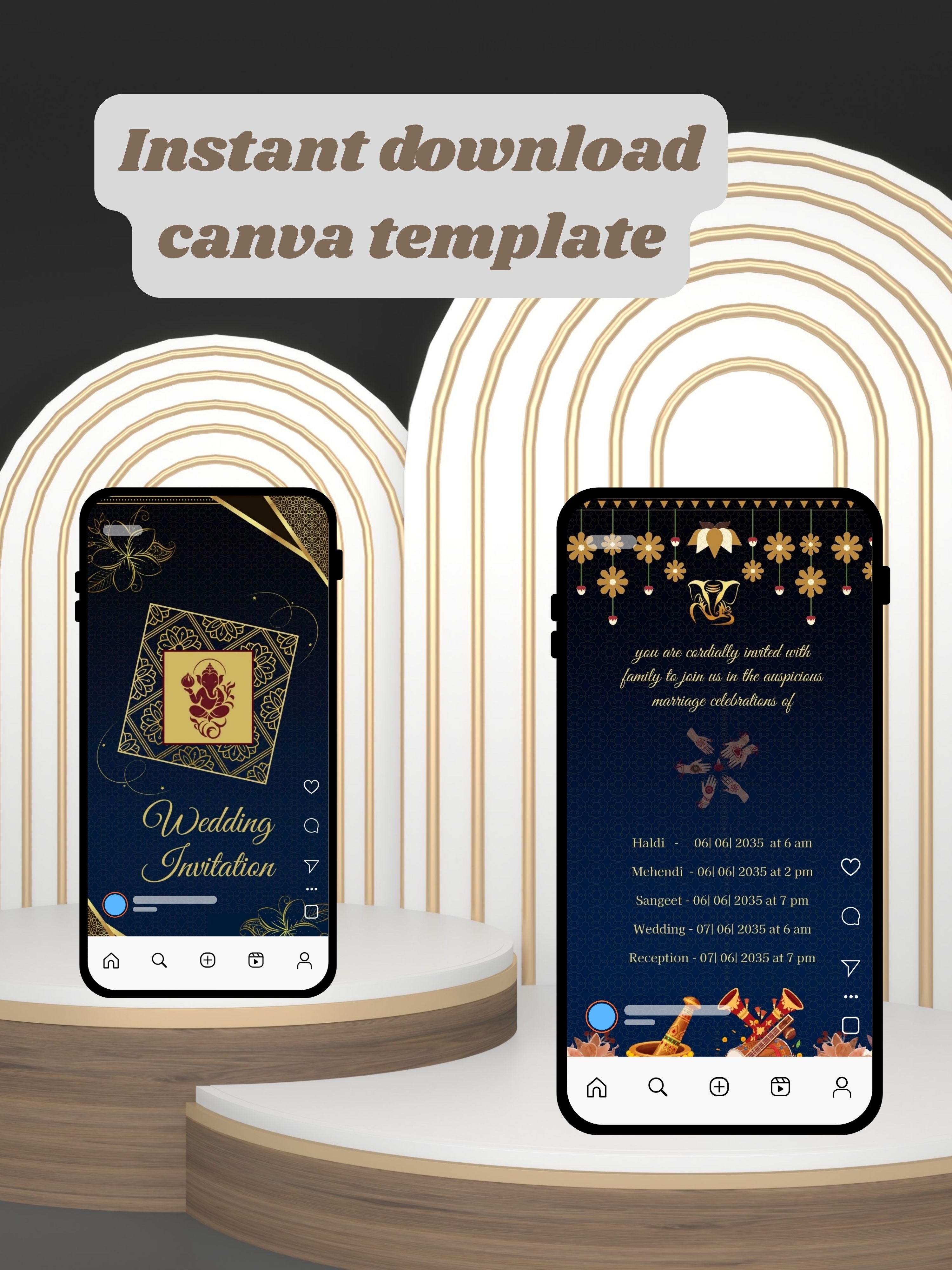 WI0006C-Commercial Use HINDU WEDDING Invitation Video Template | Editable Indian Wedding Invite | Canva pro Digital Wedding Invitation | Luxury Save the Date | Wedding Video