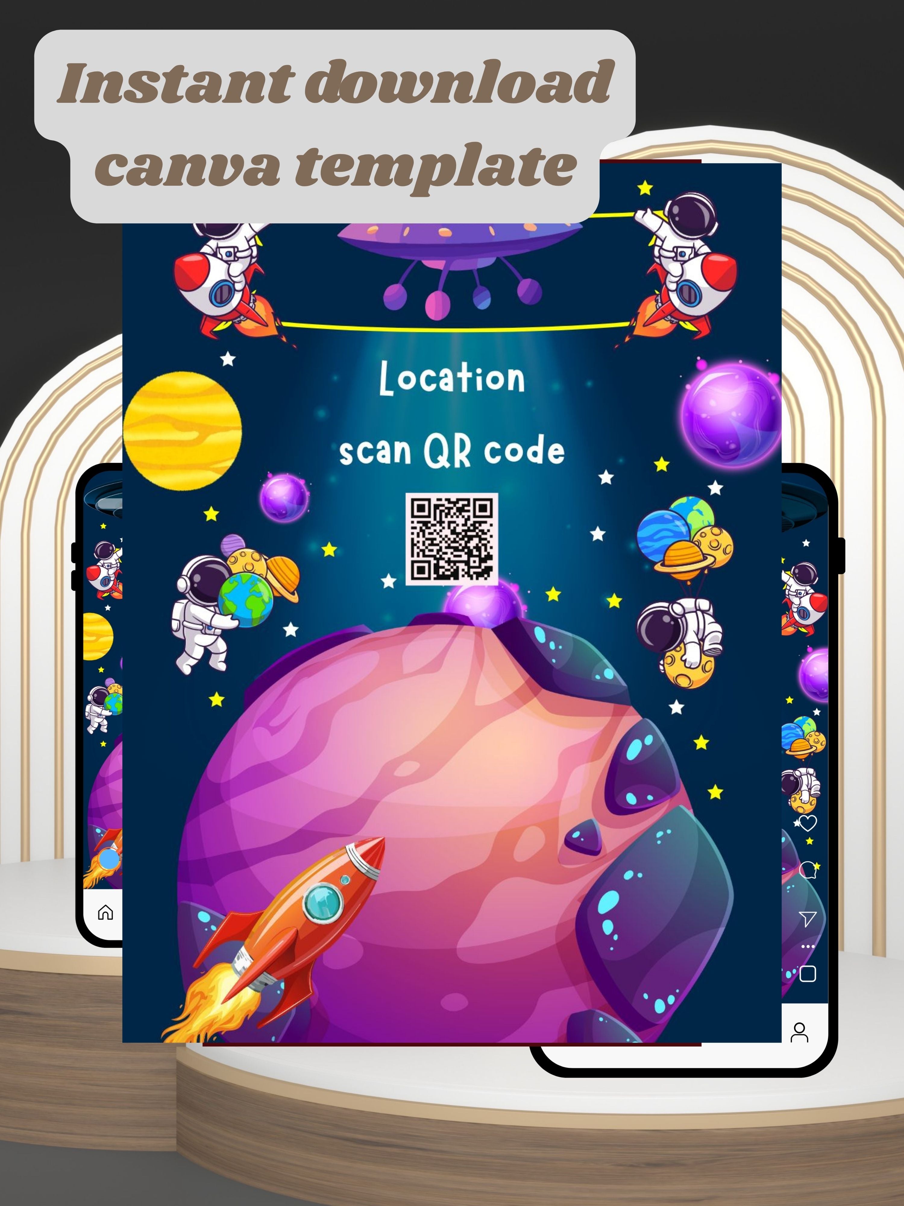ASTRONAUT kids Space Birthday Video Invitation | Astronaut Kids Party Canva Pro Template | Rocket Theme Invite| Instant Download|ki31