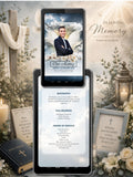 Angel Wings Sky Memorial Service Program Video | Order of Service | In Cherished Remembrance Of | Biography Pallbearers Eulogy | Editable Canva Template | Instant Download