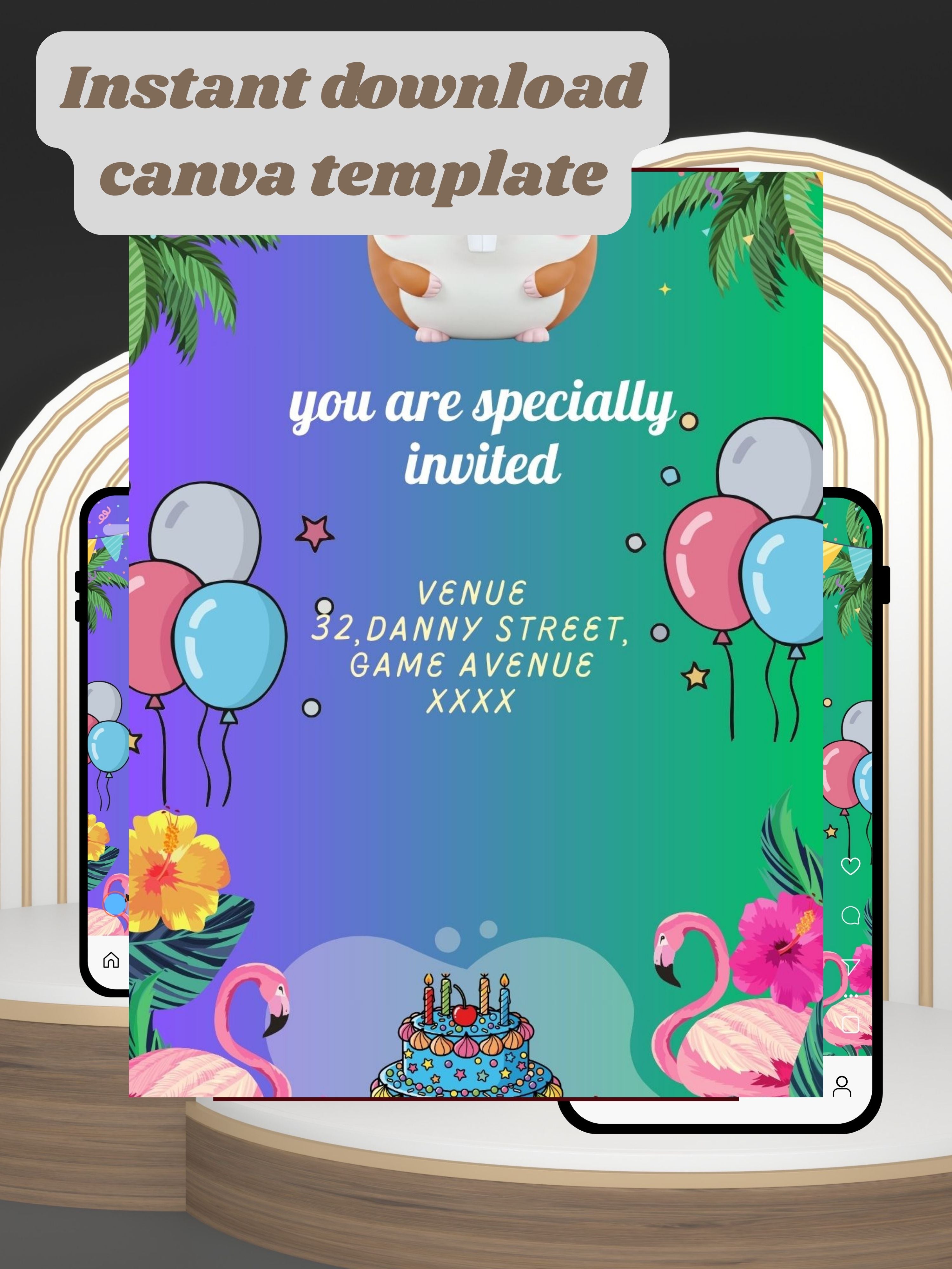 commercial use ANIMAL THEME Birthday Invitation Video | Editable Canva pro Template | Kids Party Invite | ki33c