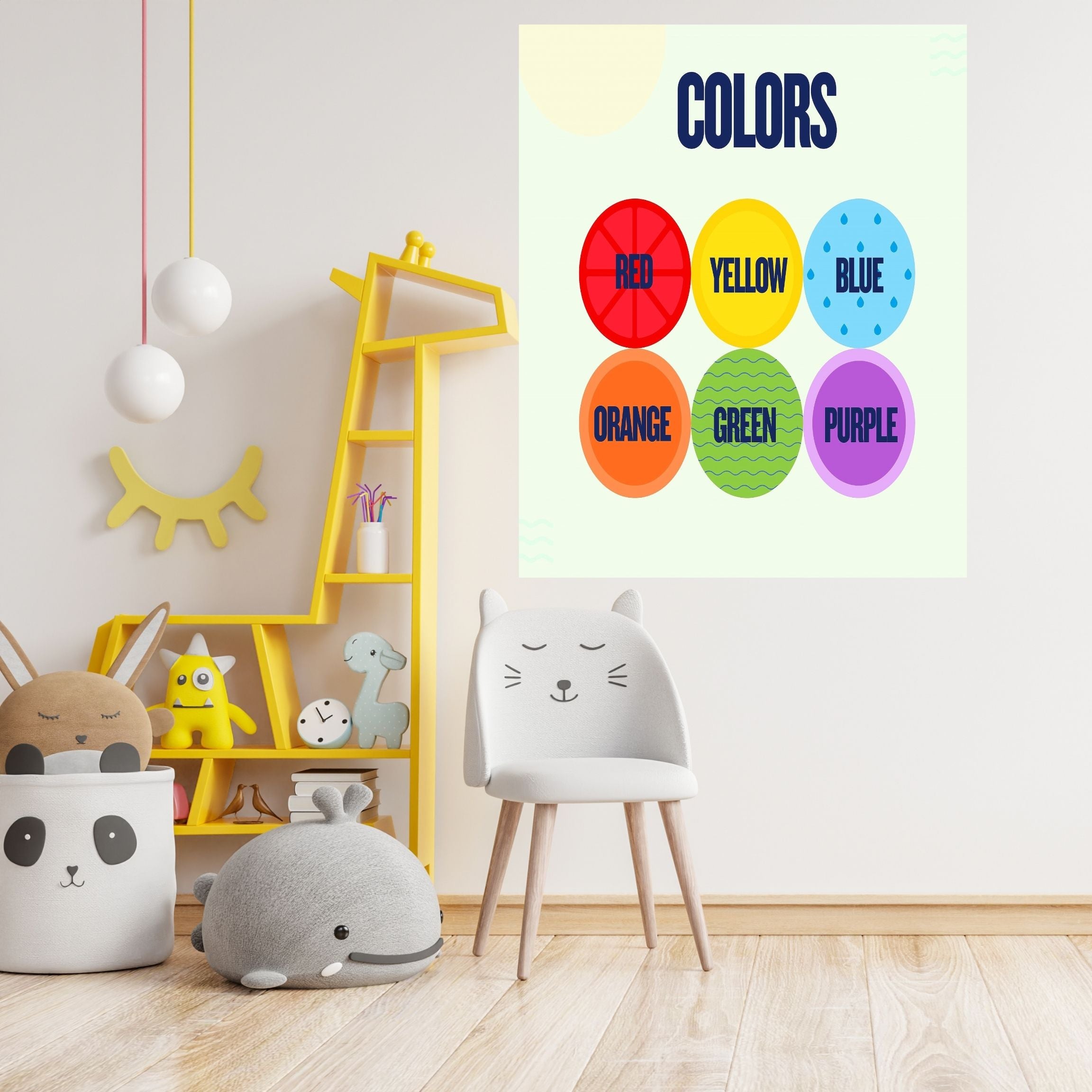 Learn Colors Wall Art for Kids | Educational Nursery Decor | Preschool Color Recognition Poster | Kids Printable Learning Art|ke3-11