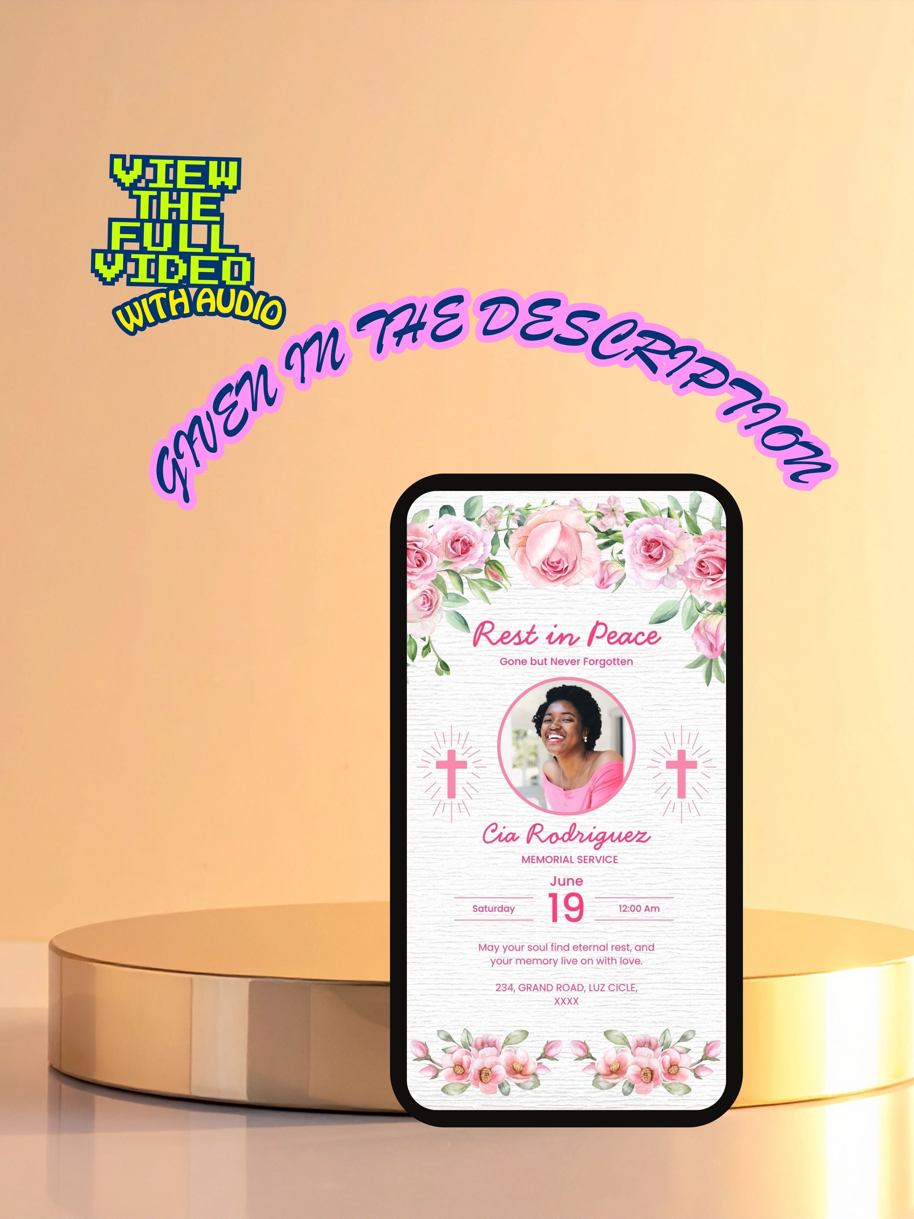 MEMORIAL SERVICE editable Invitation Video Template | Canva Celebration of Life Invite | In Loving Memory | Digital Memorial Announcement | Instant Download|ai10