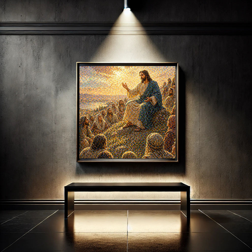 Sermon on the Mount Wall Art Printable | Jesus Teaching Beatitudes Print | Christian Home Decor Bible Scripture Inspirational Faith Art