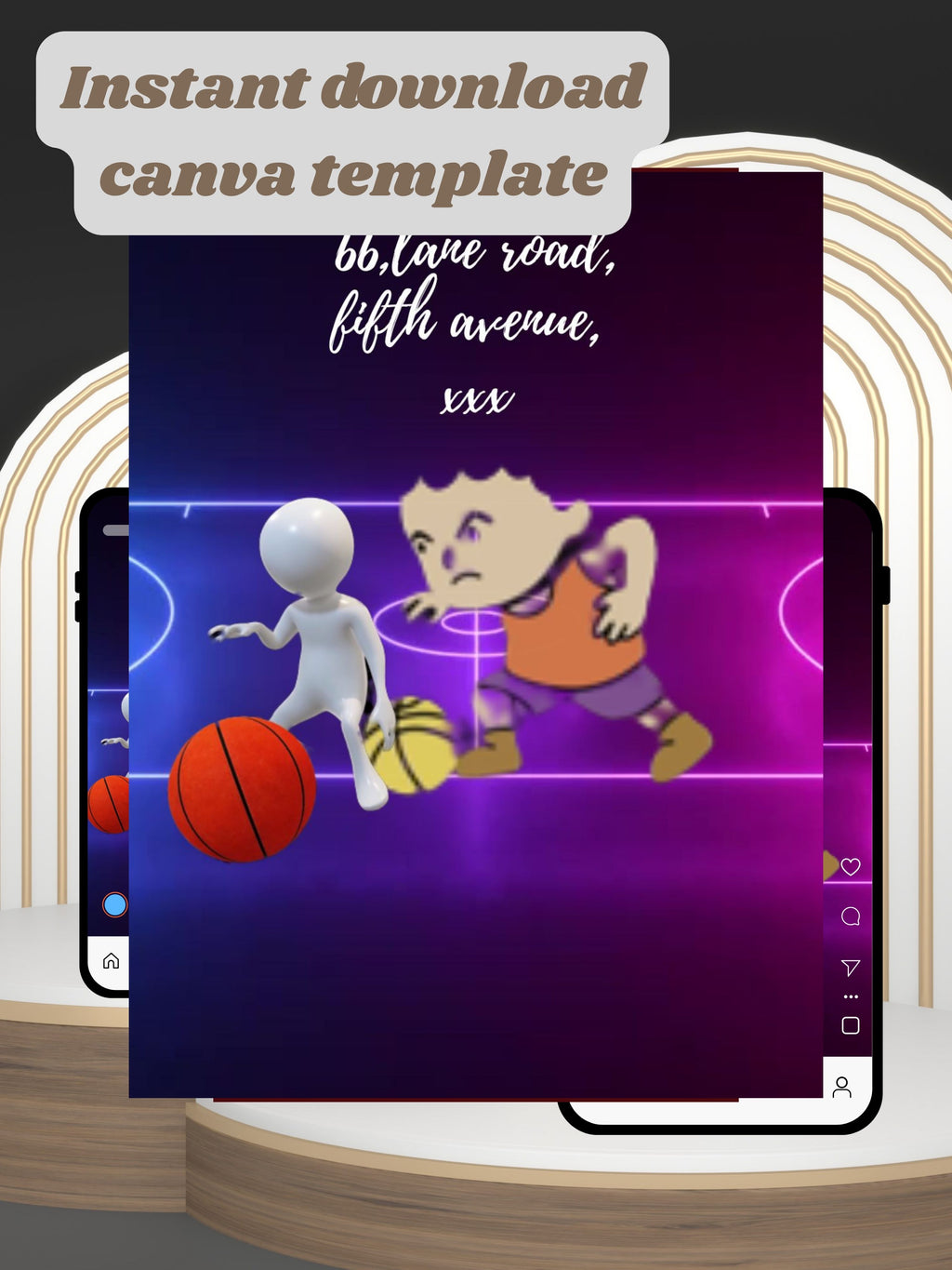 commercial use BASKETBALL kids Birthday Video Invitation | Canva pro Template | Kids Sports Party Invite | ki50c