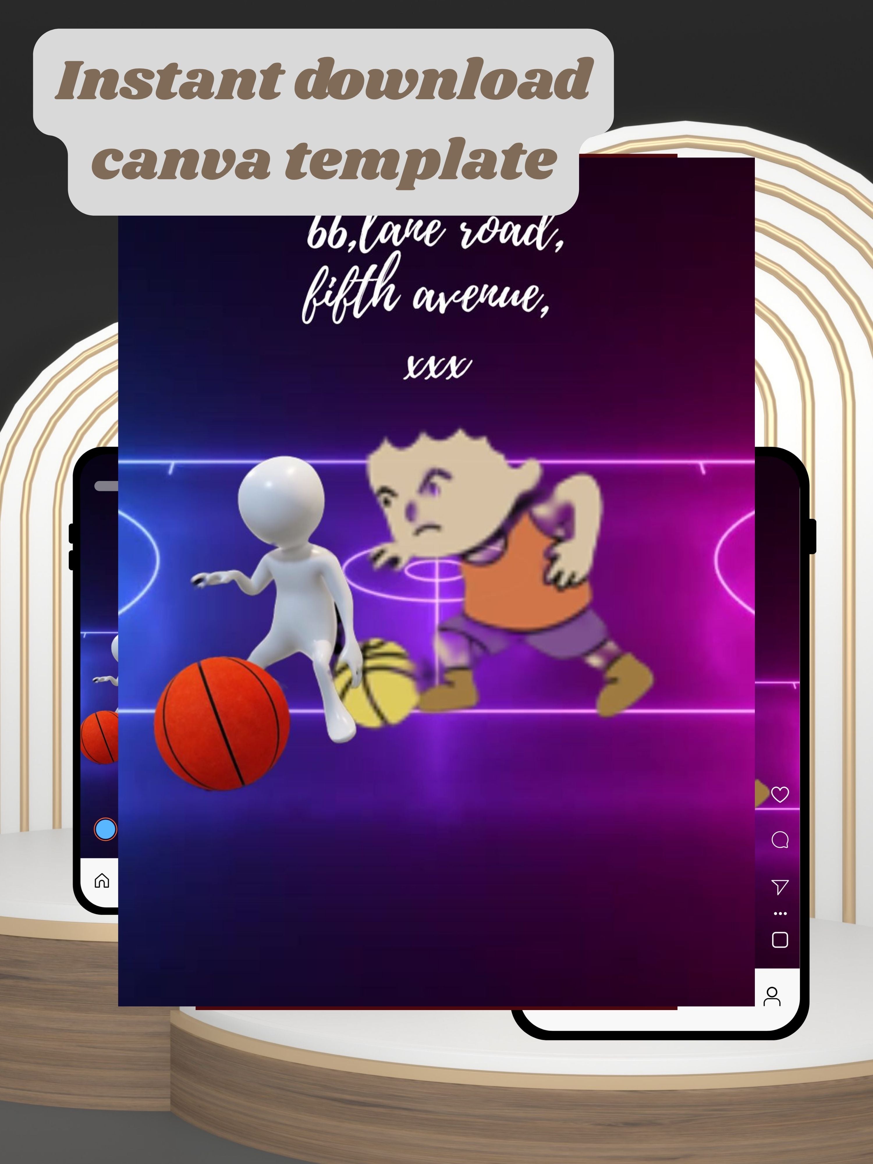 commercial use BASKETBALL kids Birthday Video Invitation | Canva pro Template | Kids Sports Party Invite | ki50c