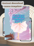 commercial use PRINCESS kids Birthday Invitation Video | Editable Canva pro Template | Kids Party Invite| ki55c