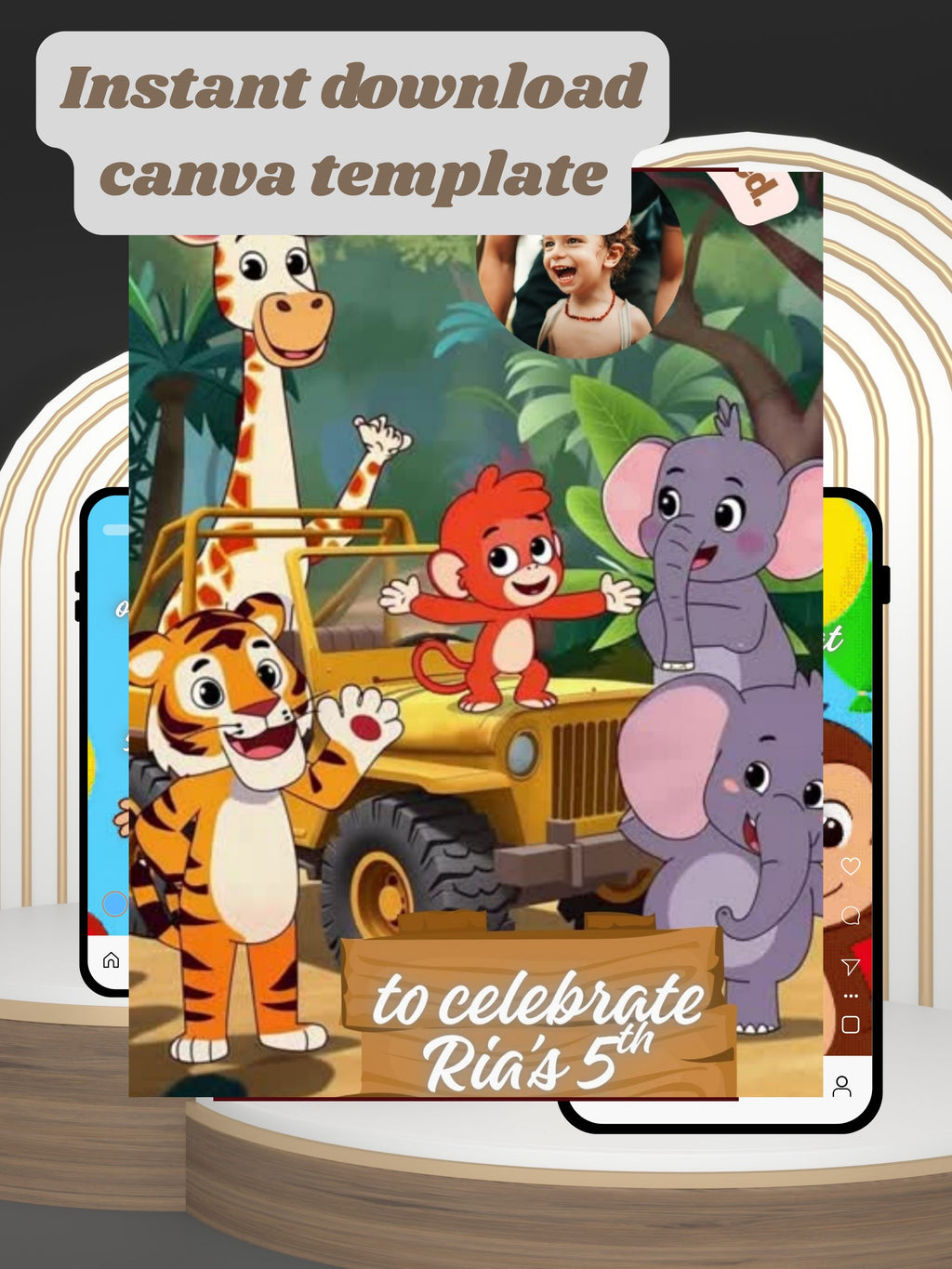 commercial use ANIMAL THEME Birthday Invitation Video | Editable Canva pro Template | Kids Party Invite | ki3c