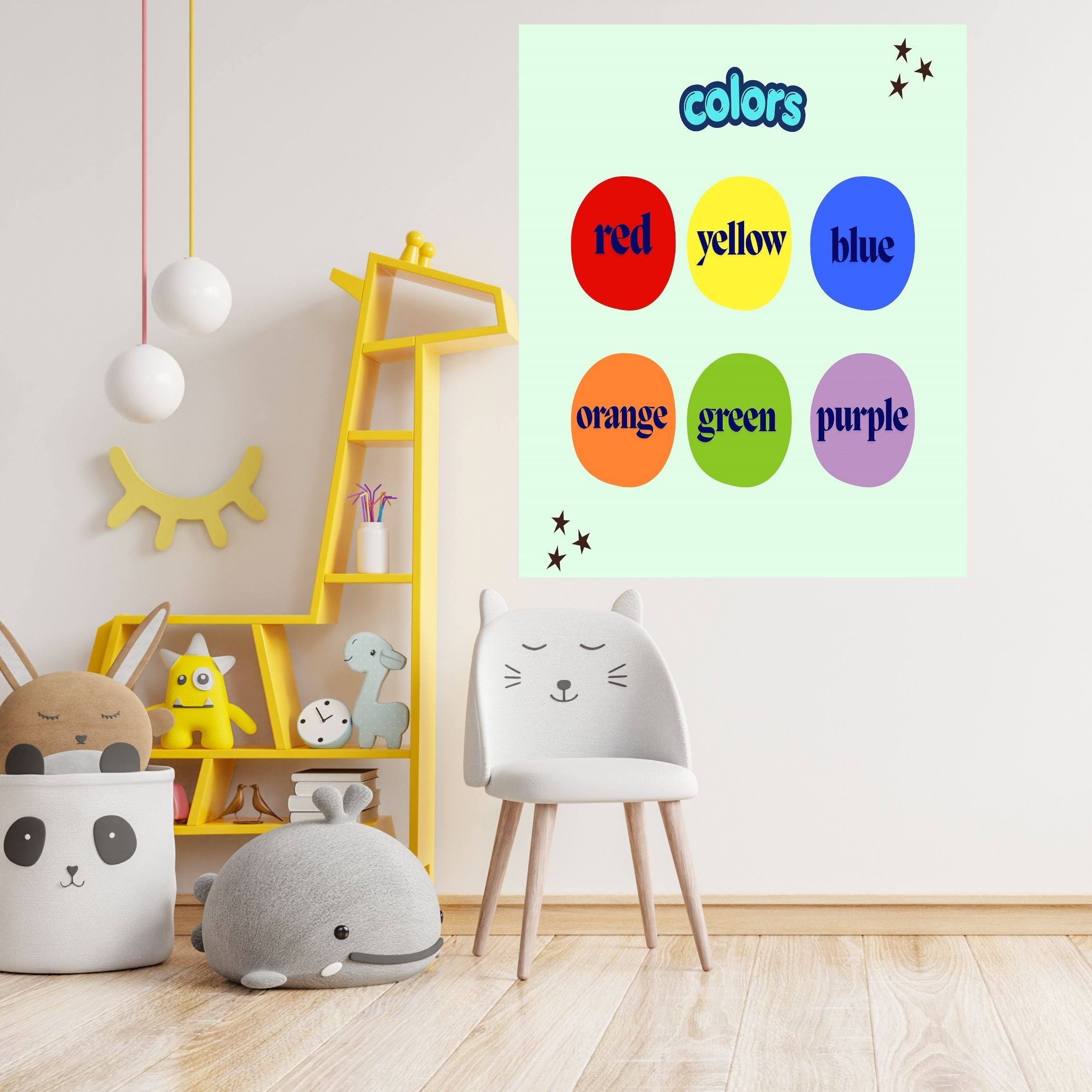 Learn Colors Wall Art for Kids | Educational Nursery Decor | Preschool Color Recognition Poster | Kids Printable Learning Art|ke3-6