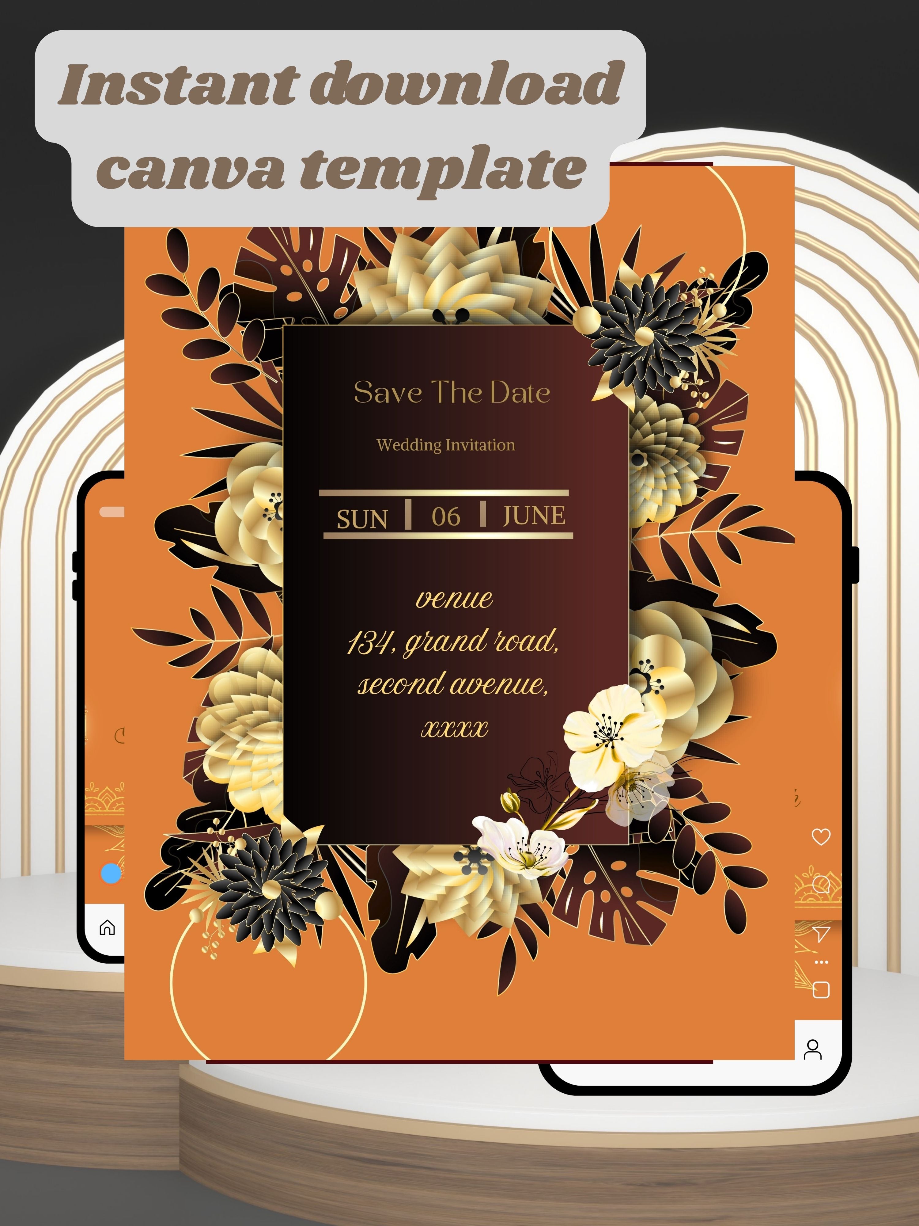 WI0021-HINDU WEDDING Invitation Video Template | Editable Indian Wedding Invite | Canva Digital Wedding Invitation | Luxury Save the Date | Wedding Video