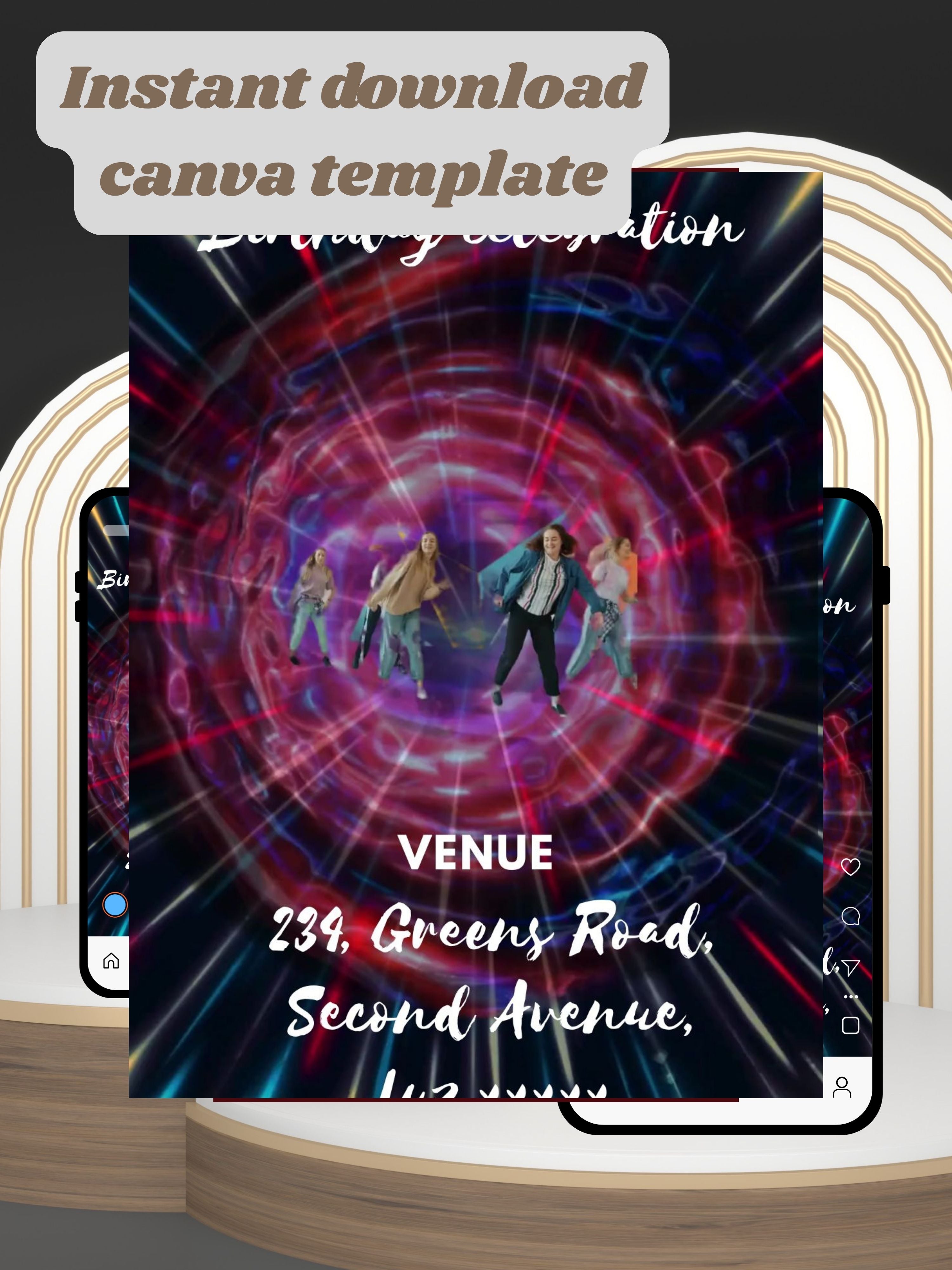 commercial use DANCE Birthday Invitation Video | Editable Canva pro Template | Kids Party Invite | Digital Download|ki45c