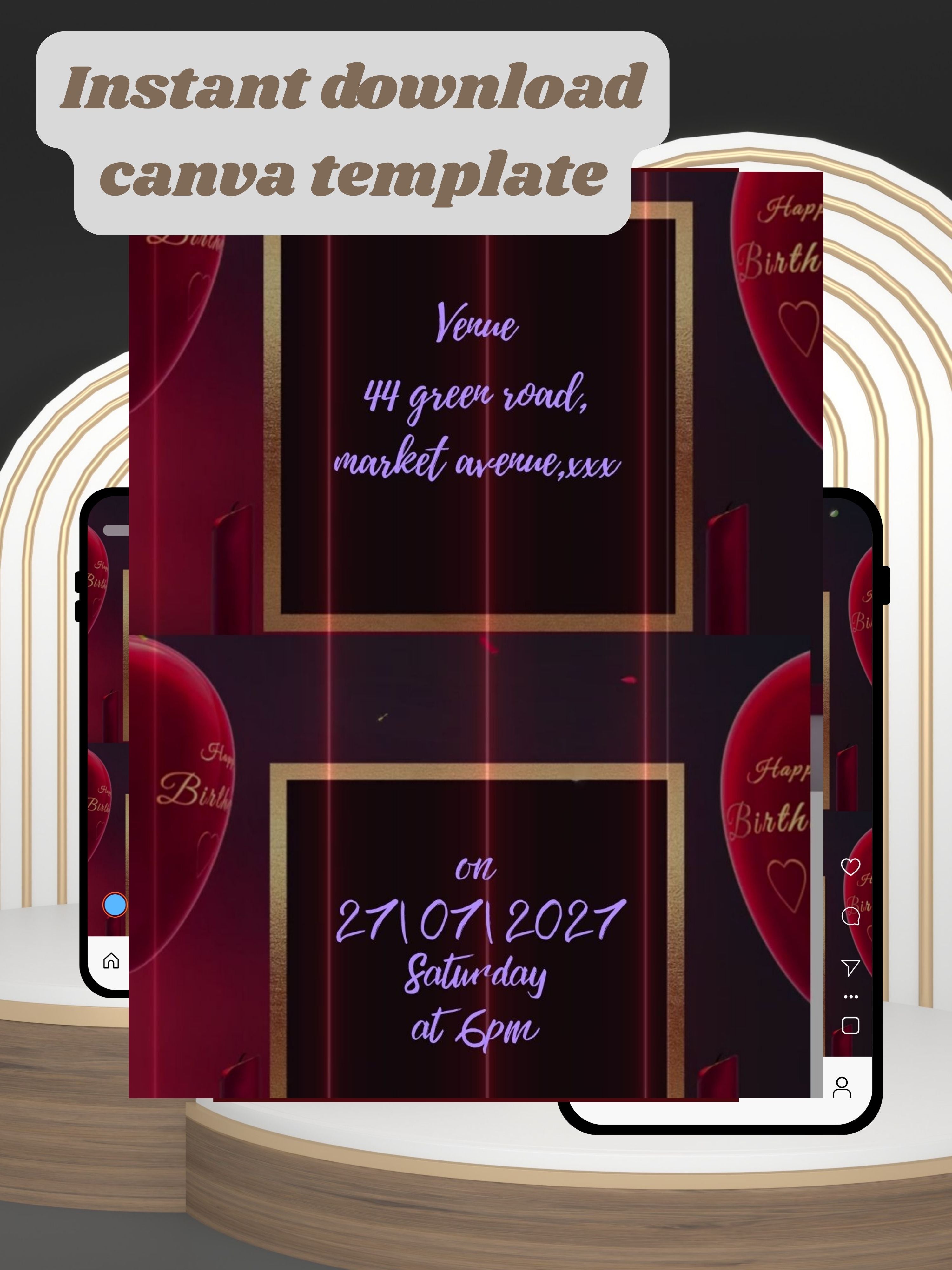 commercial use NEON Birthday Invitation Video | Editable Canva pro Template | Glow Party Invite | Digital Download|ki51c
