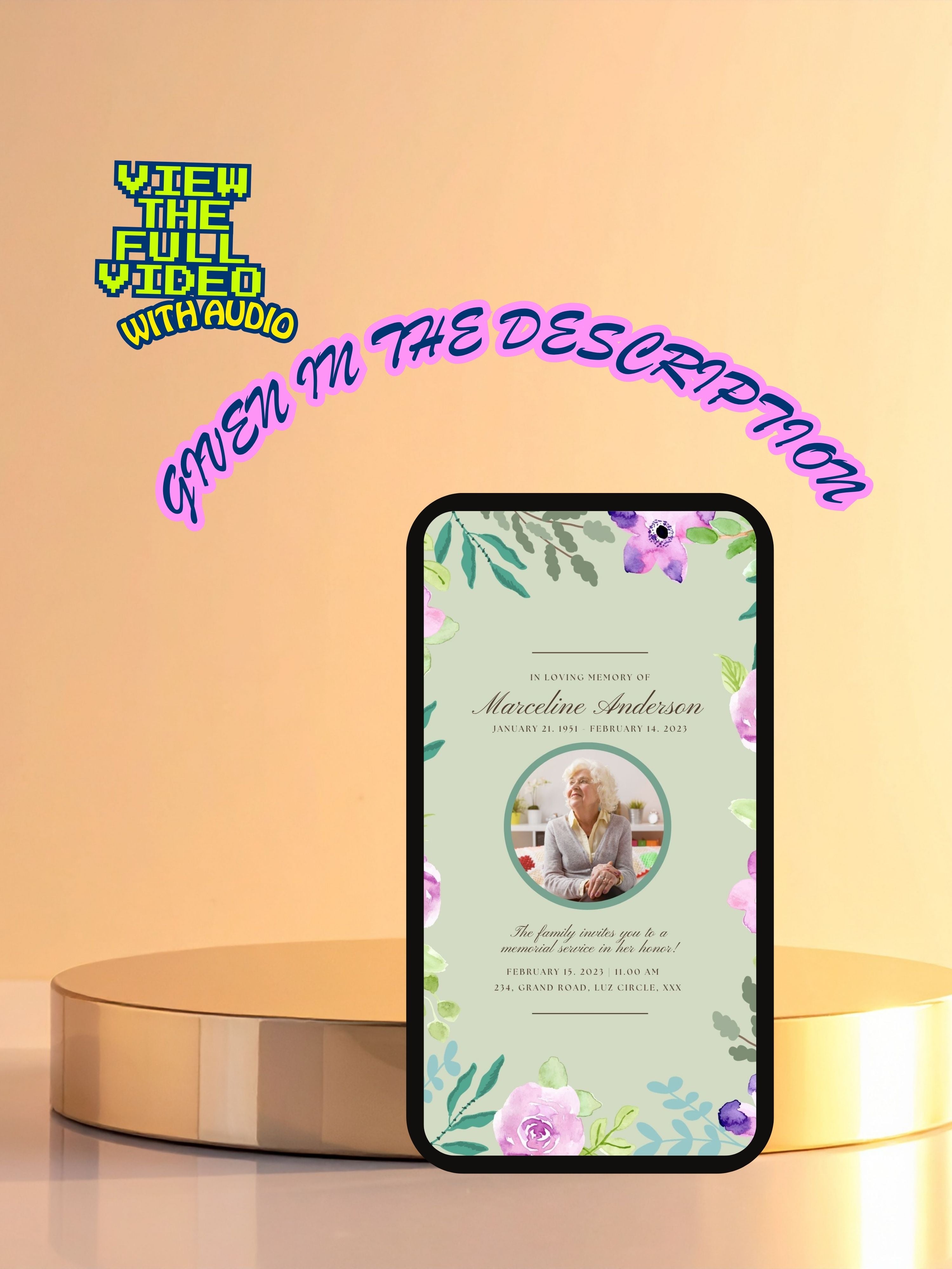 Commercial use MEMORIAL SERVICE editable Invitation Video Template | Canva Celebration of Life Invite | In Loving Memory | Digital Memorial Announcement | Instant Download|ai7c