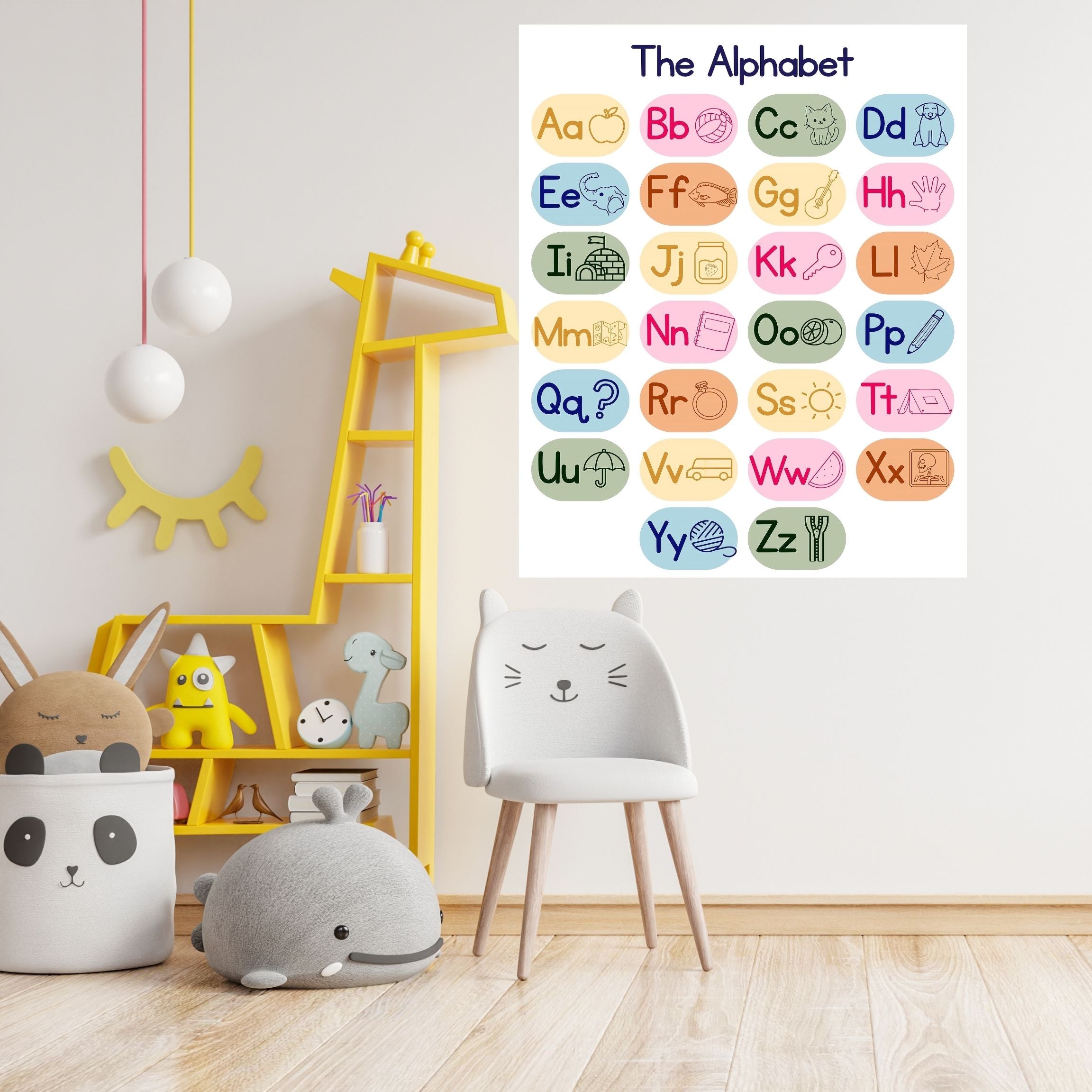 Alphabet Wall Art Printable, ABC Learning Poster, Kids Educational Decor, Nursery Wall Art, Preschool Classroom Print, Homeschool Decor, Digital Download|ke1-8