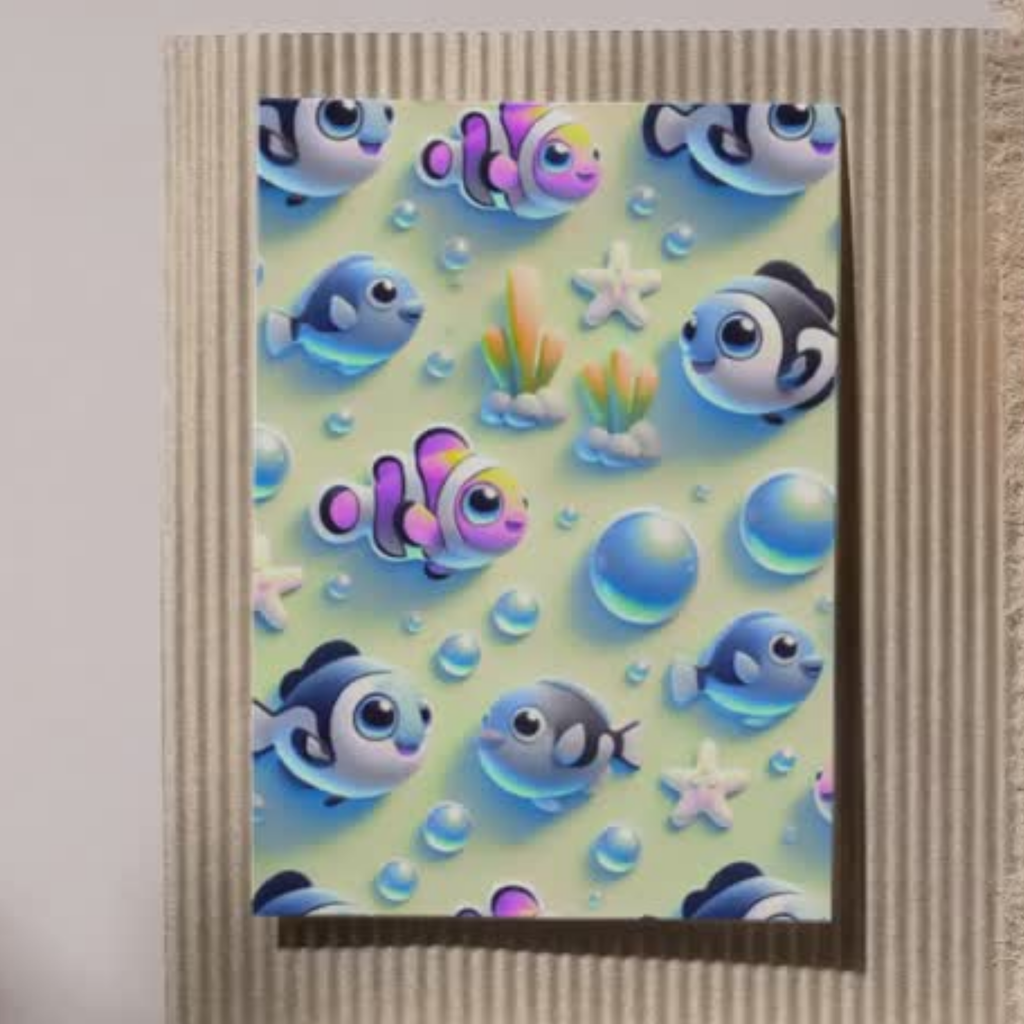 Cute 3D Kawaii Clownfish Ocean Seamless Pattern Bundle 10 Colourways Commercial Use - Kids Digital Paper POD Nursery Products Ocean Kids Room Decor Party Textile