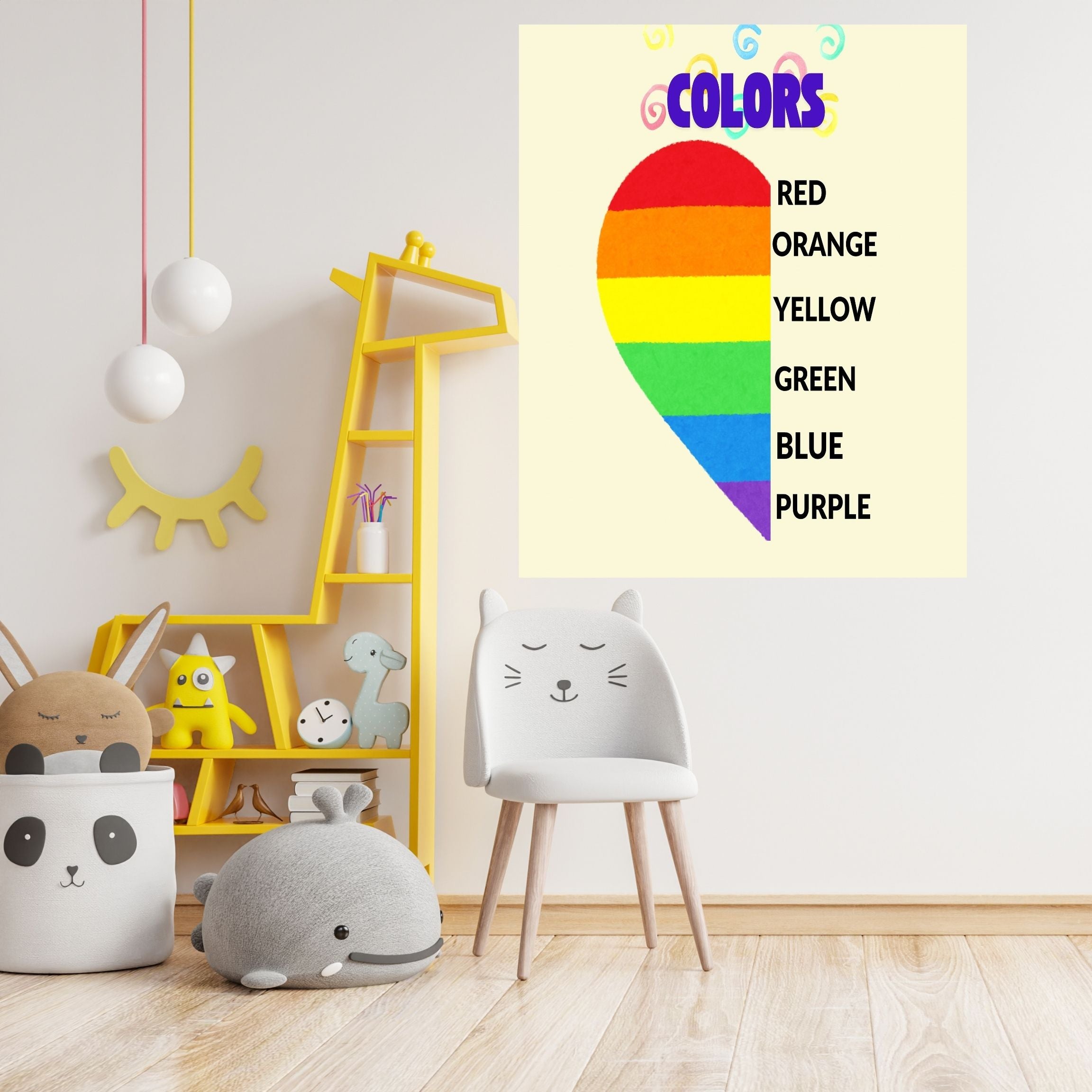 Learn Colors Wall Art for Kids | Educational Nursery Decor | Preschool Color Recognition Poster | Kids Printable Learning Art|ke3-14