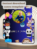 commercial use ANIMAL THEME Birthday Invitation Video | Editable Canva pro Template | Kids Party Invite | ki35c