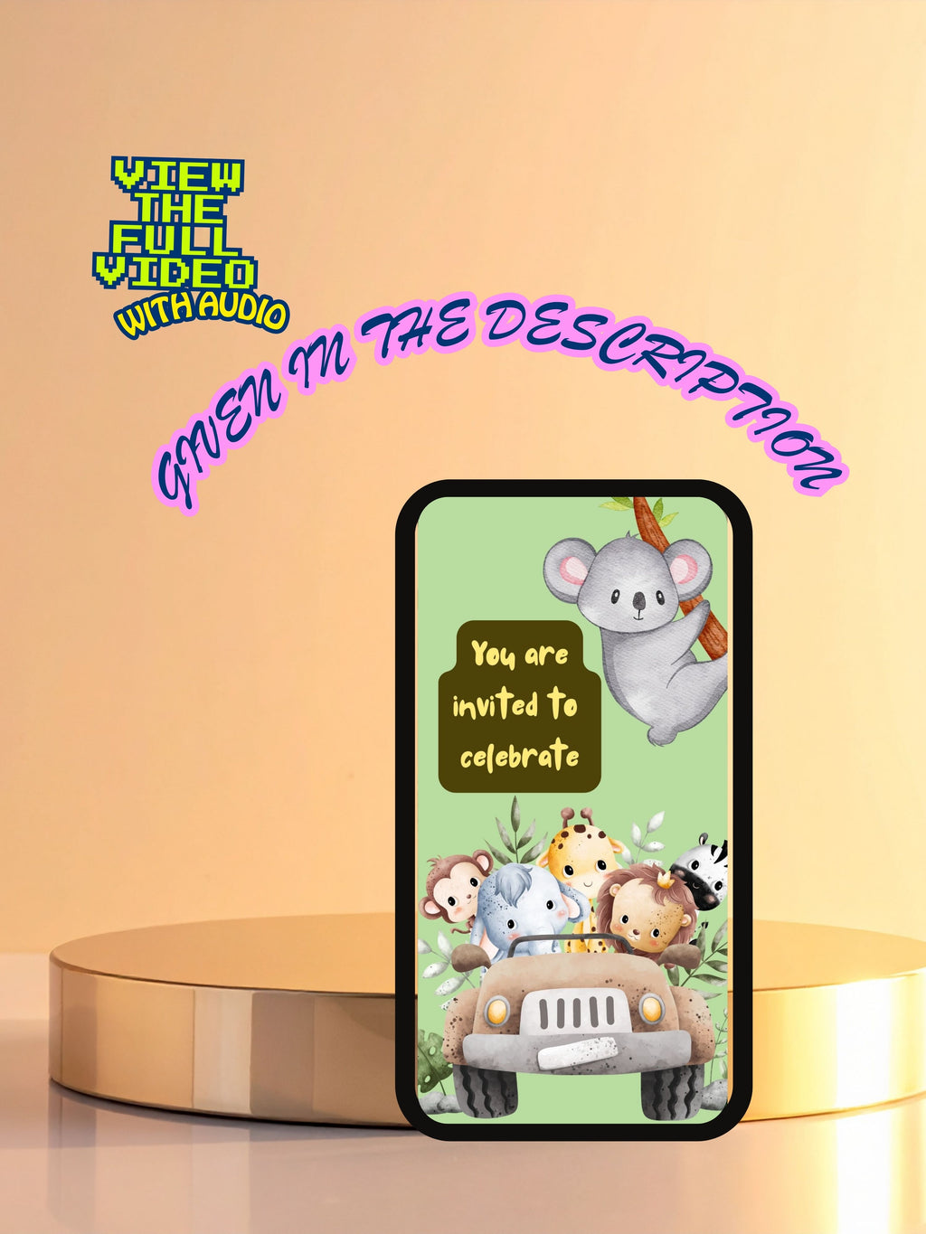 ANIMAL THEME Birthday Invitation Video | Editable Canva pro Template | Kids Party Invite | ki10