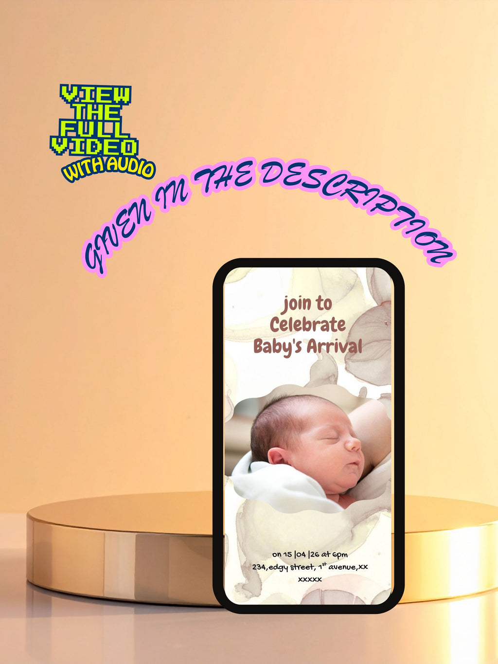 NEWBORN BABY PARTY Welcome Video Invitation | Canva Pro Template | Baby Boy & Baby Girl Party Invite | Instant Download|ki9