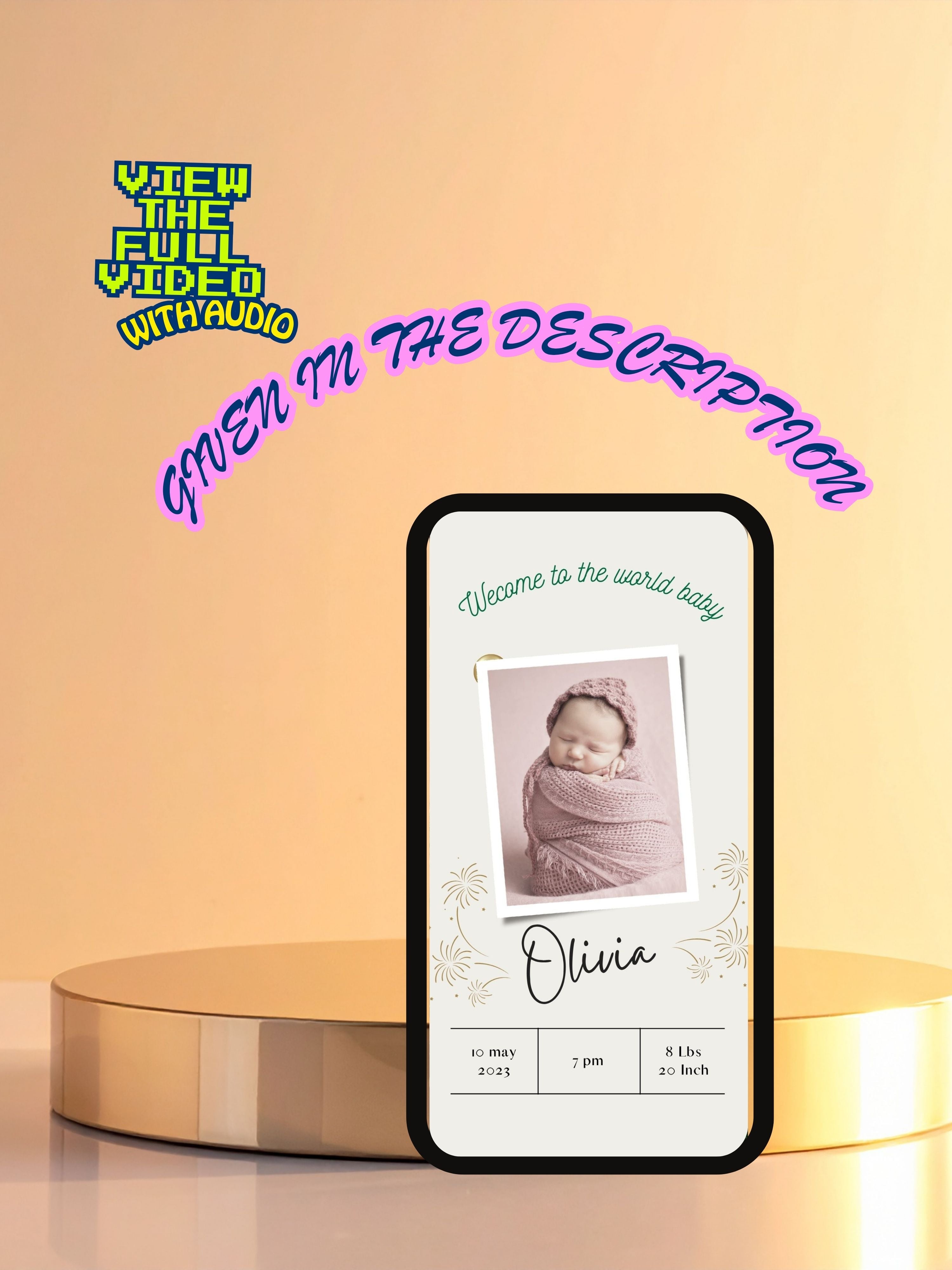 Commercial use NEWBORN BABY PARTY Welcome Video Invitation | Canva Pro Template | Baby Boy & Baby Girl Party Invite | Instant Download|ki14c