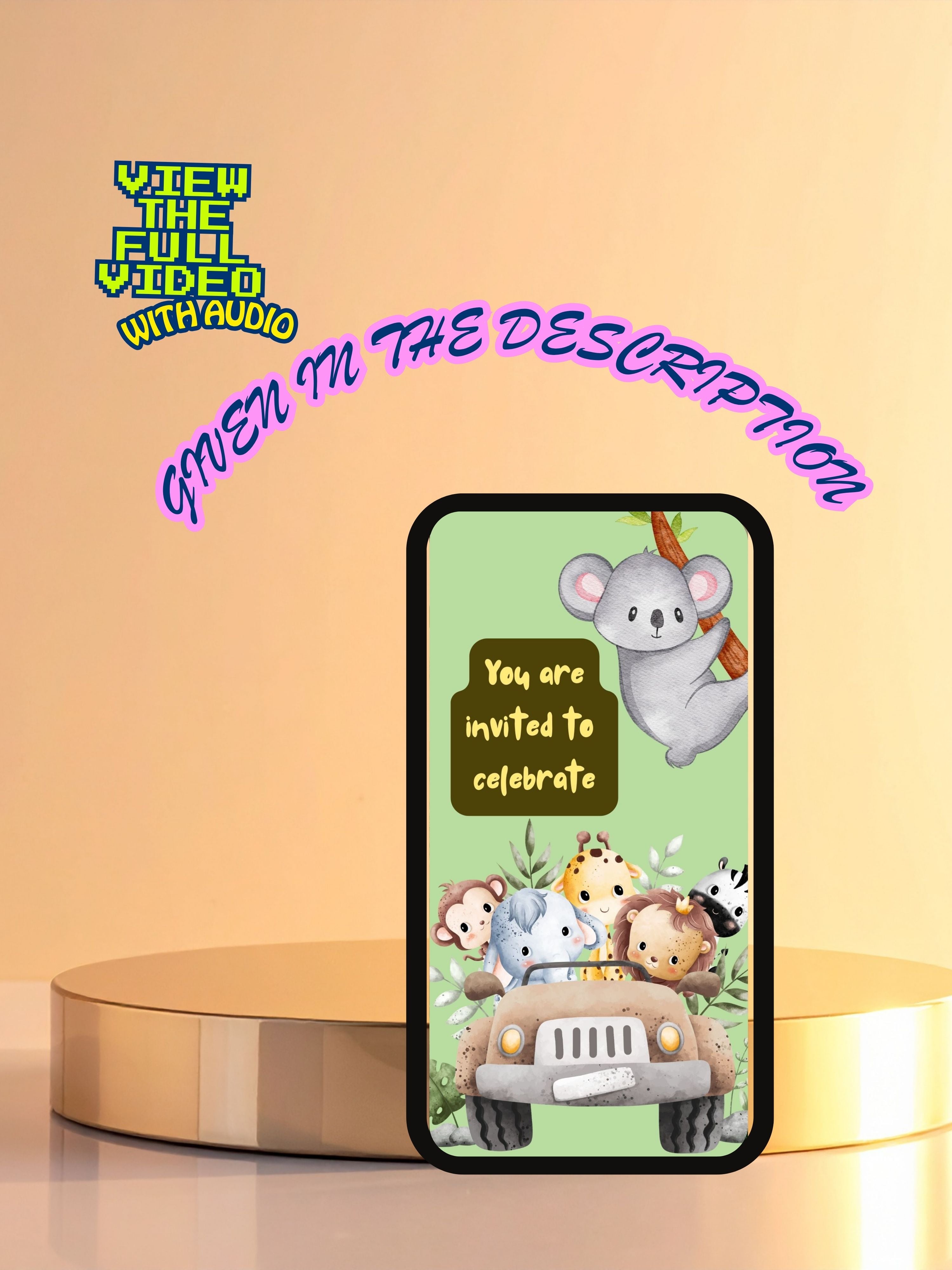 commercial use ANIMAL THEME Birthday Invitation Video | Editable Canva pro Template | Kids Party Invite | ki10c