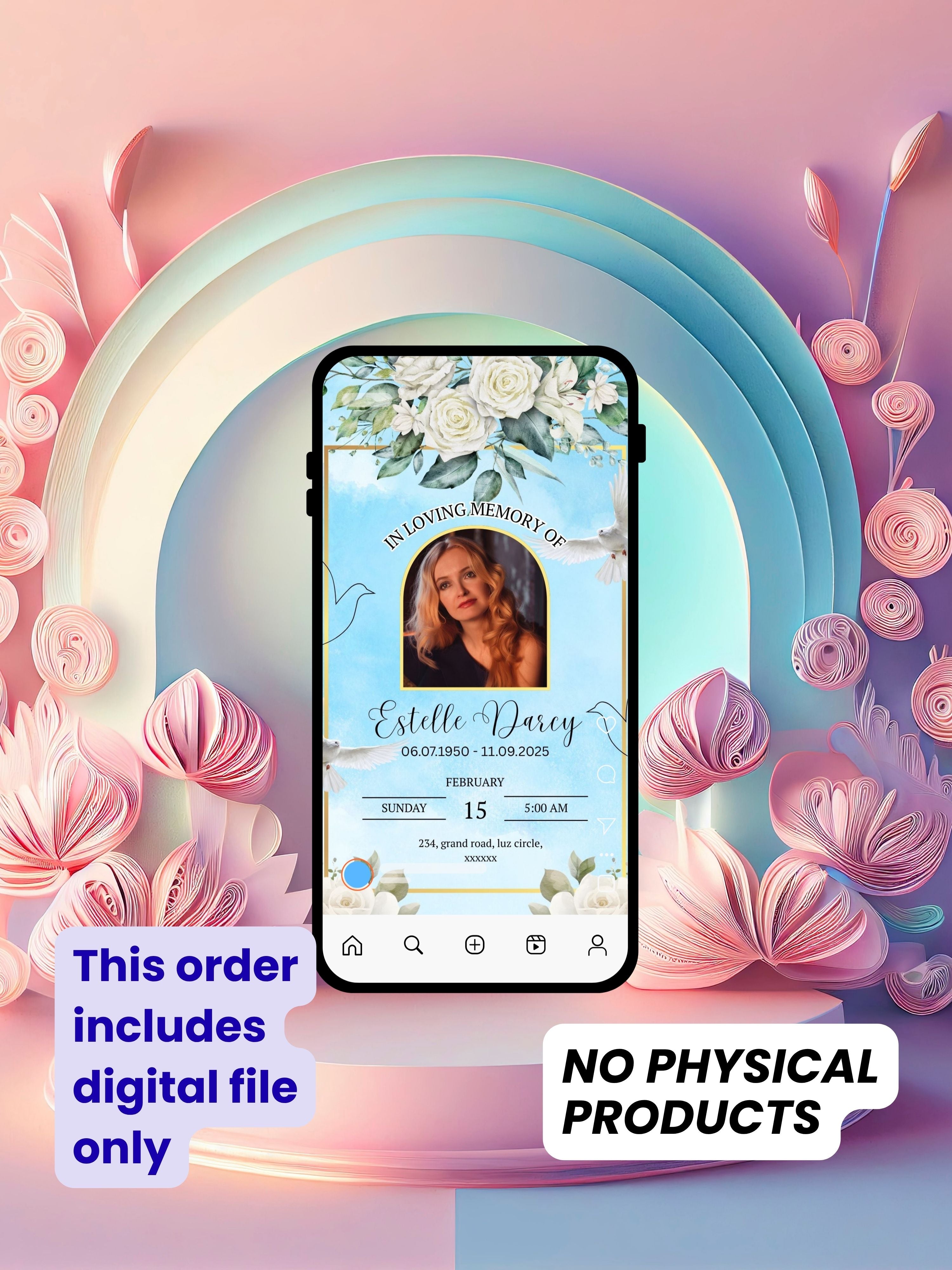 Commercial use MEMORIAL SERVICE editable Invitation Video Template | Canva Celebration of Life Invite | In Loving Memory | Digital Memorial Announcement | Instant Download|ai9c
