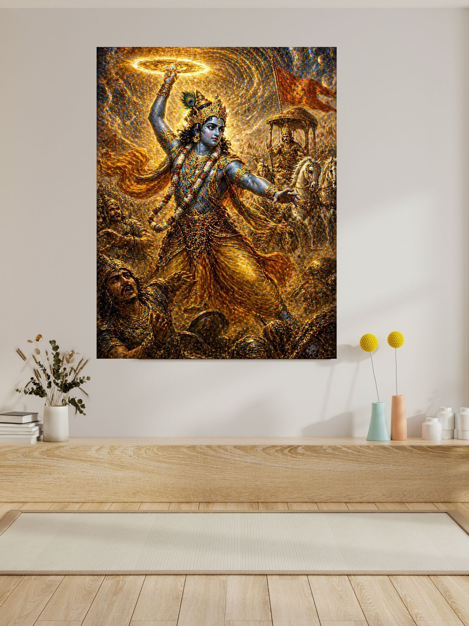 Lord Krishna Wall Art Printable, Krishna Digital Download, Hindu Wall Decor, Spiritual Home Decor, Pooja Room Art, Krishna Poster, Temple Artwork|sp75