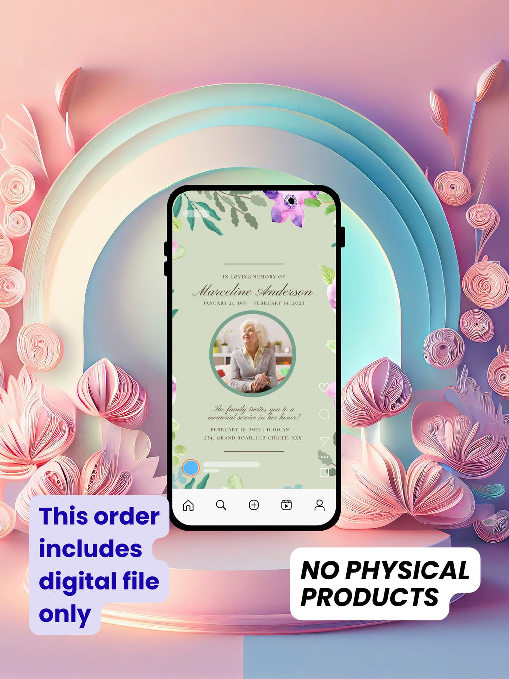 Commercial use MEMORIAL SERVICE editable Invitation Video Template | Canva Celebration of Life Invite | In Loving Memory | Digital Memorial Announcement | Instant Download|ai7c