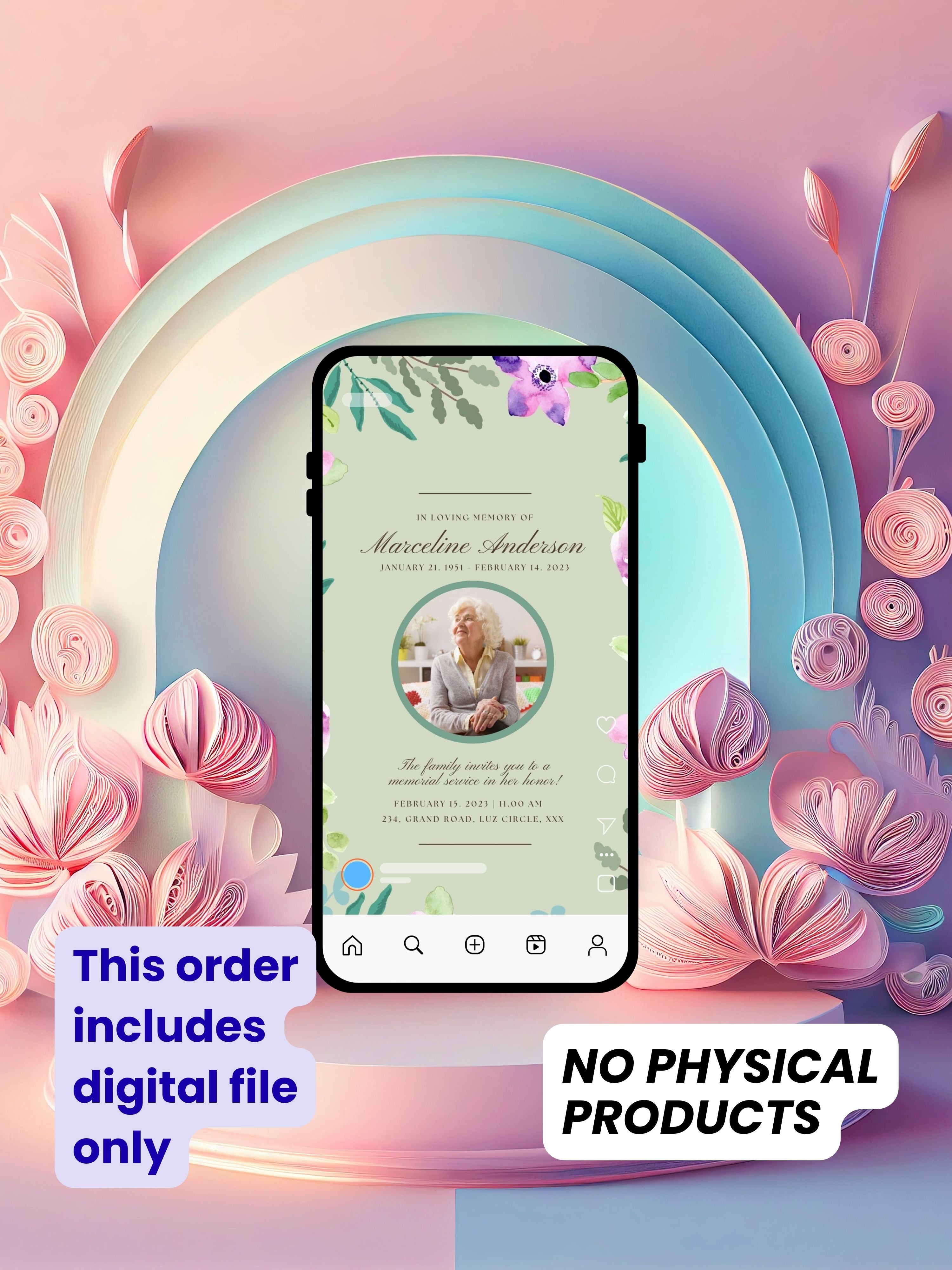 Commercial use MEMORIAL SERVICE editable Invitation Video Template | Canva Celebration of Life Invite | In Loving Memory | Digital Memorial Announcement | Instant Download|ai7c