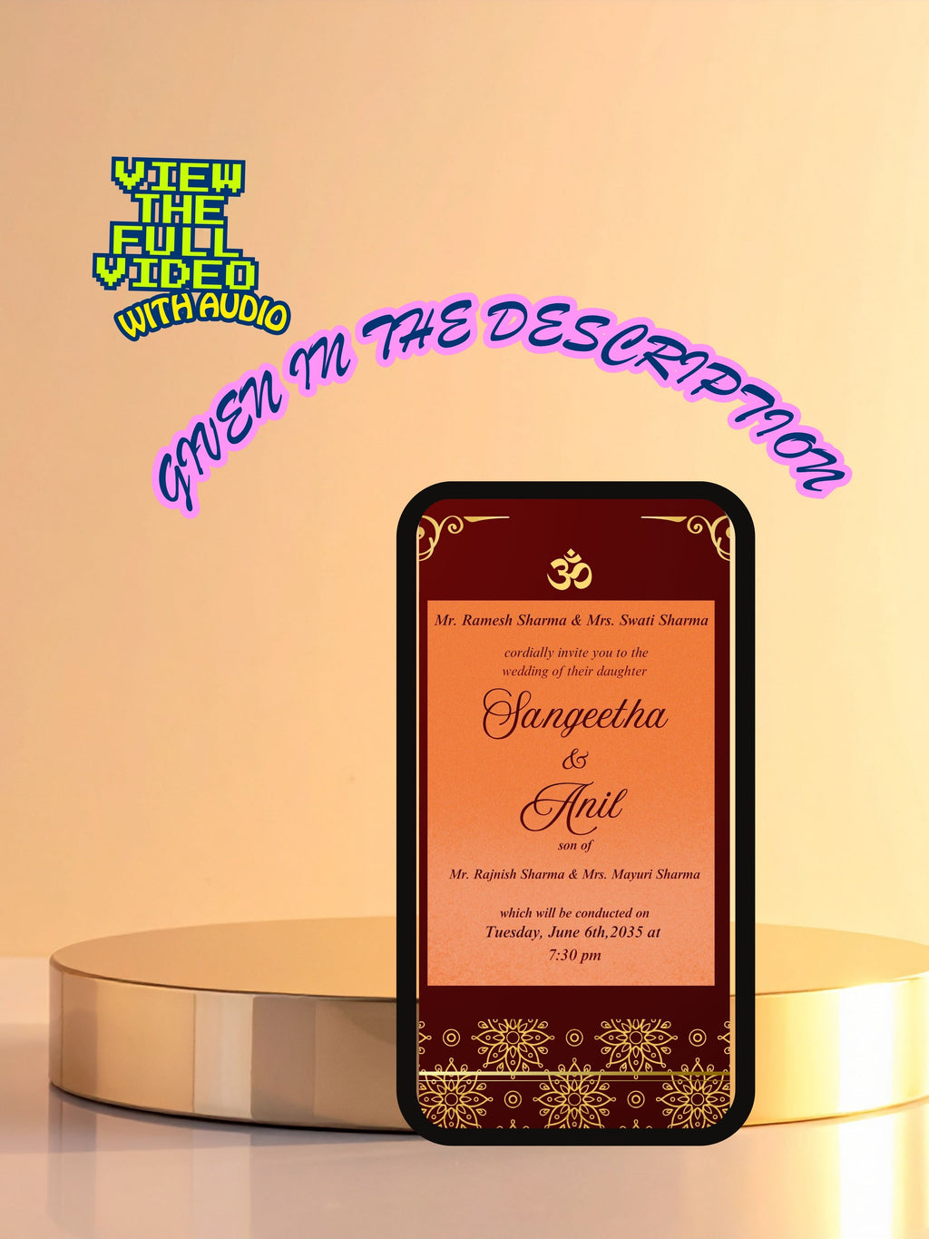 WI0021-HINDU WEDDING Invitation Video Template | Editable Indian Wedding Invite | Canva Digital Wedding Invitation | Luxury Save the Date | Wedding Video