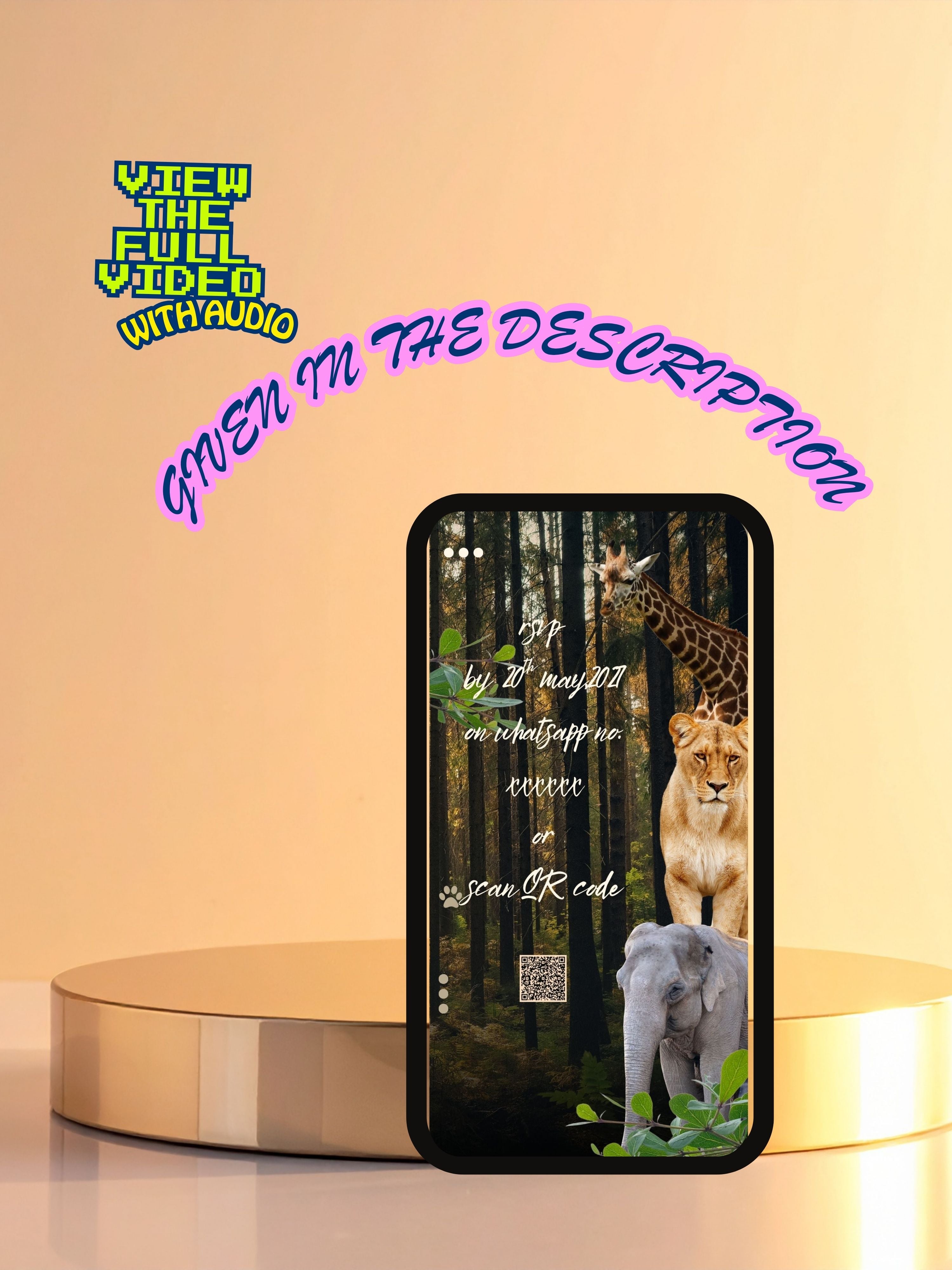 commercial use ANIMAL THEME Birthday Invitation Video | Editable Canva pro Template | Kids Party Invite | ki30c