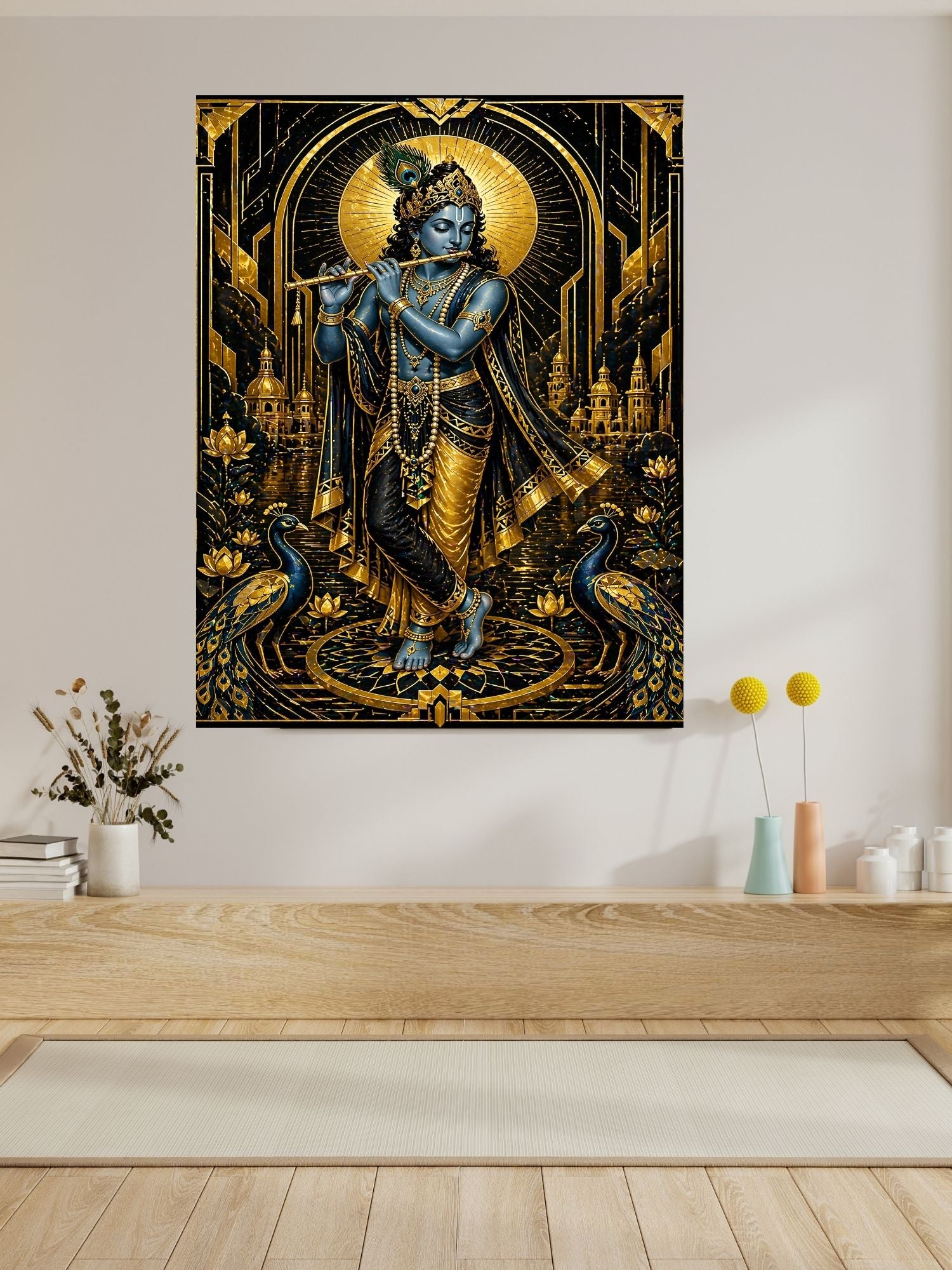Lord Krishna Wall Art Printable, Krishna Digital Download, Hindu Wall Decor, Spiritual Home Decor, Pooja Room Art, Krishna Poster, Temple Artwork|sp61